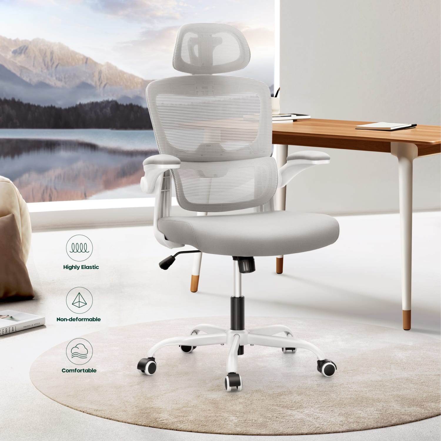 ALPHA HOME Ergonomic Mesh MidBack Office Task Chair With Padded Armrests White PopularChairscom ALPHA HOME Ergonomic Mesh Mid Back Office Task Chair With Padded Armrests White PopularChairscom