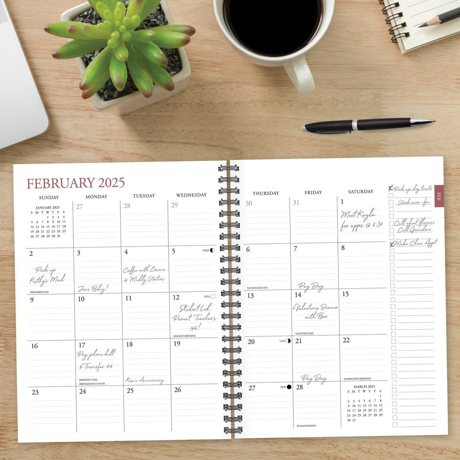 2025 Willow Creek Press Weekly/Monthly Softcover Planner, 8-1/2in x 11in, Planning Era (Pink), January To December, 48696 - Image 4