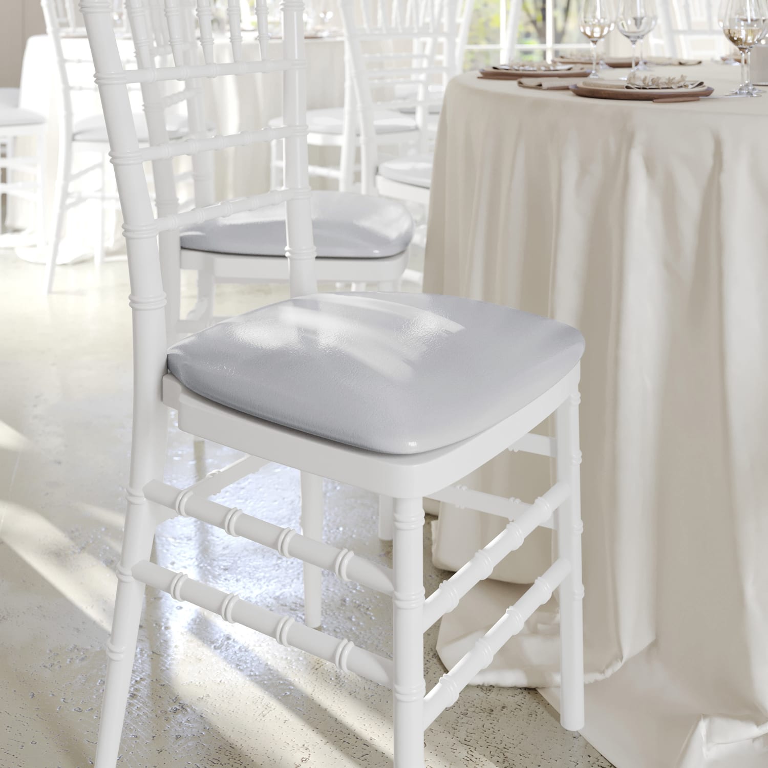 Flash Furniture Chiavari Chair Cushion, Hard Vinyl, 2inH x 15-1/2inW x 15-1/2inD, Silver - Image 3