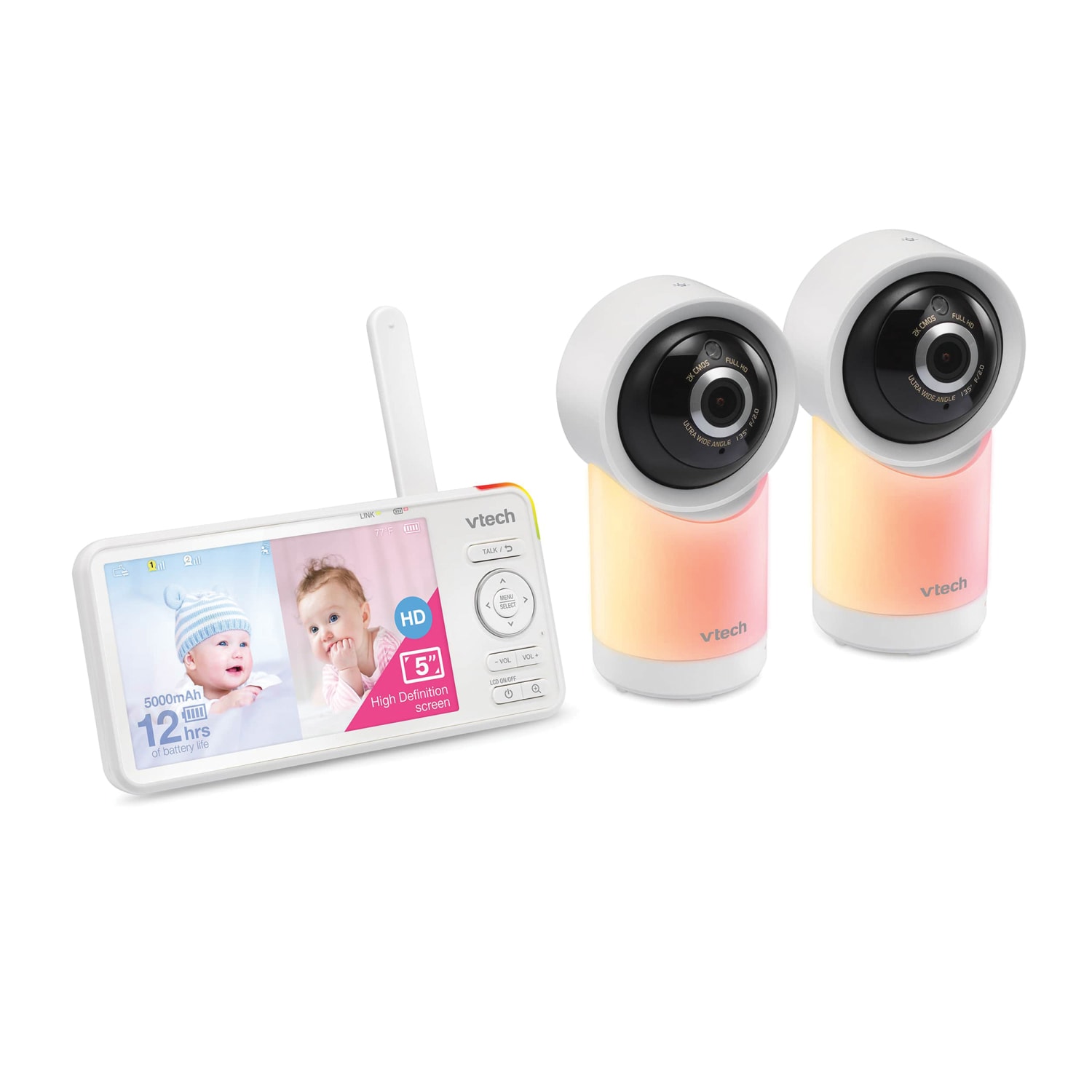 VTech Smart Wi-Fi 1080p 2-Camera 360 deg.-Pan-And-Tilt Video Baby Monitor System With 5in Display, RM57662HD - Image 5