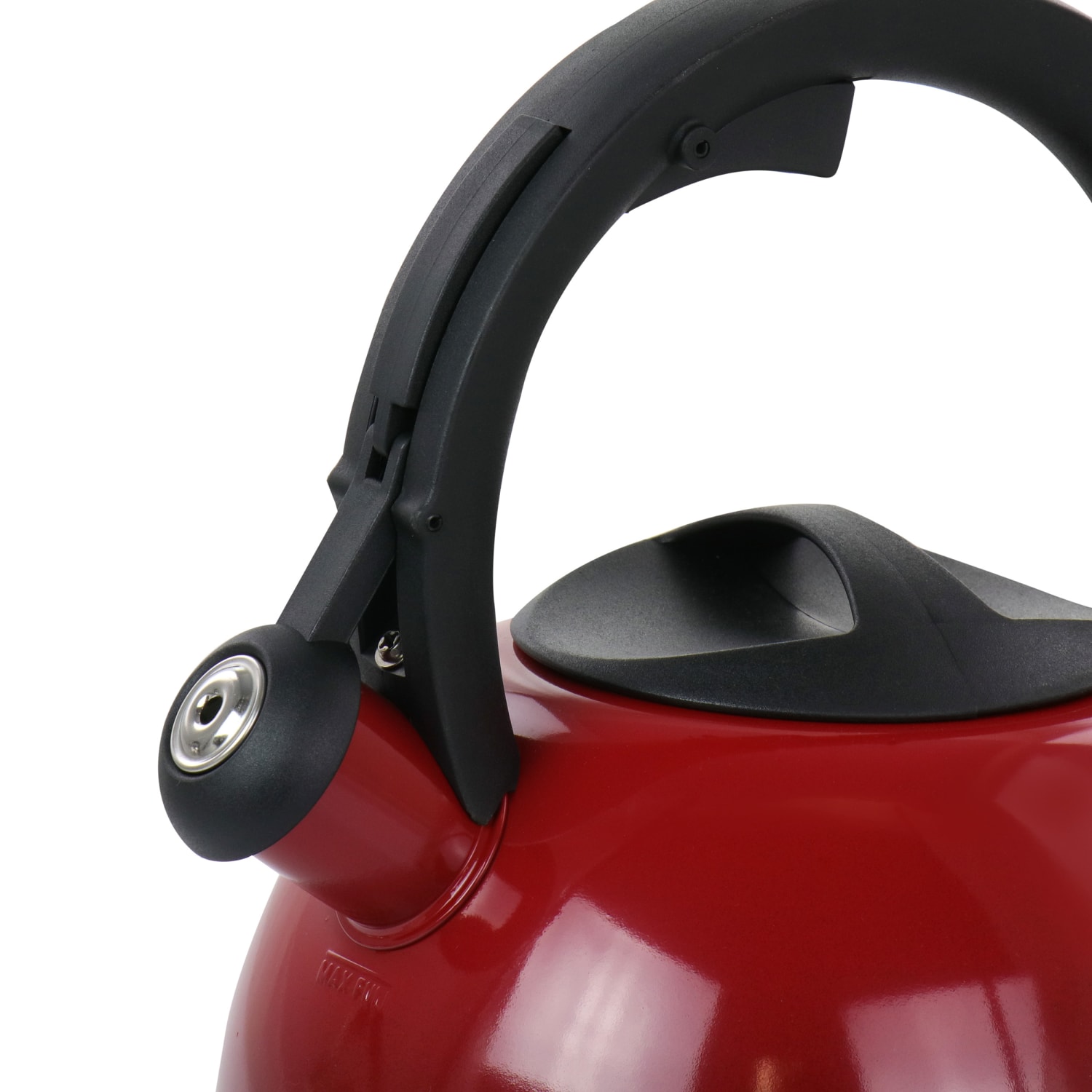 Mr. Coffee Sanborn 2.6-Quart Stainless Steel Whistling Tea Kettle, Red - Image 4