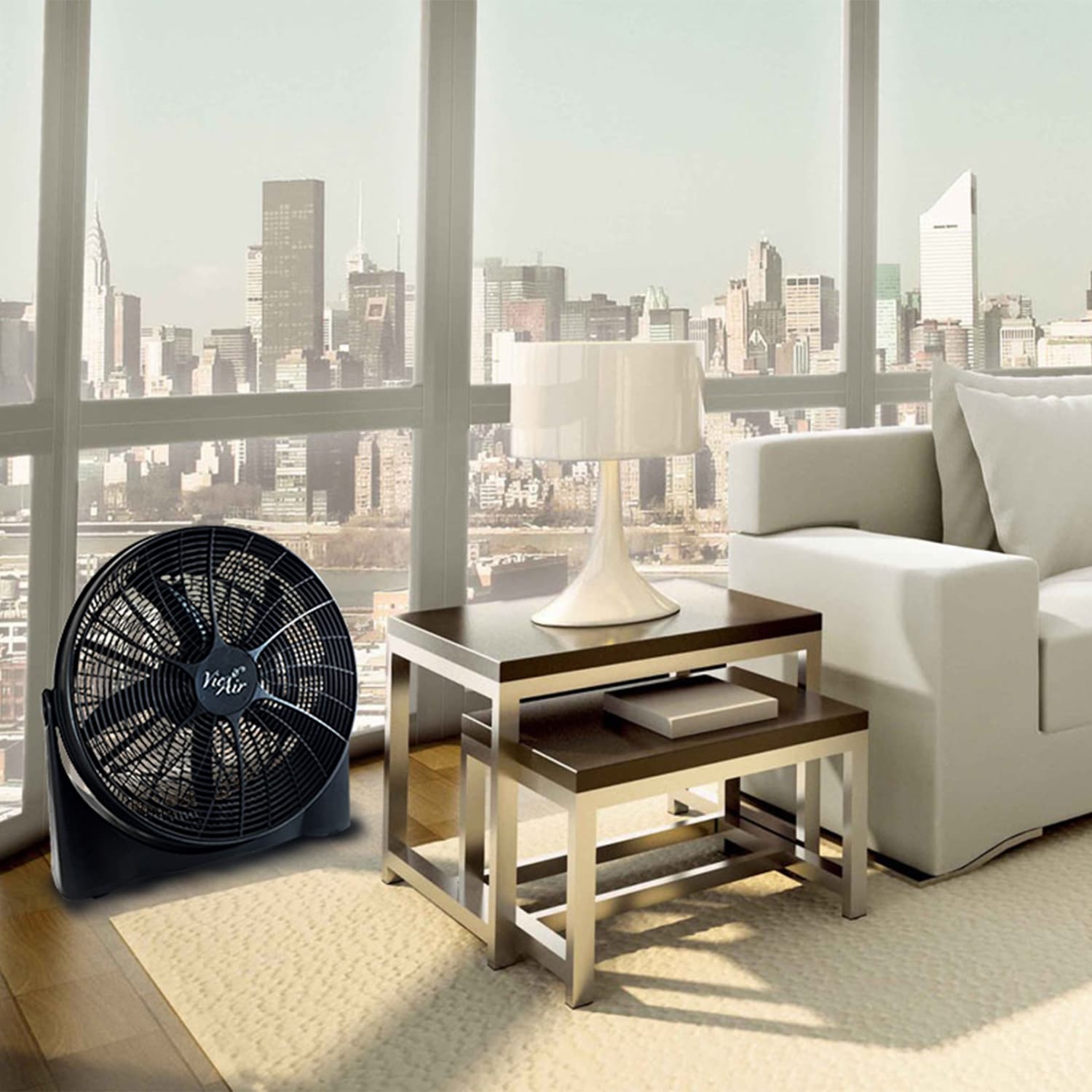 Vie Air 20in High-Velocity Floor Fan, 22inH x 22inW x 8inD, Black - Image 6