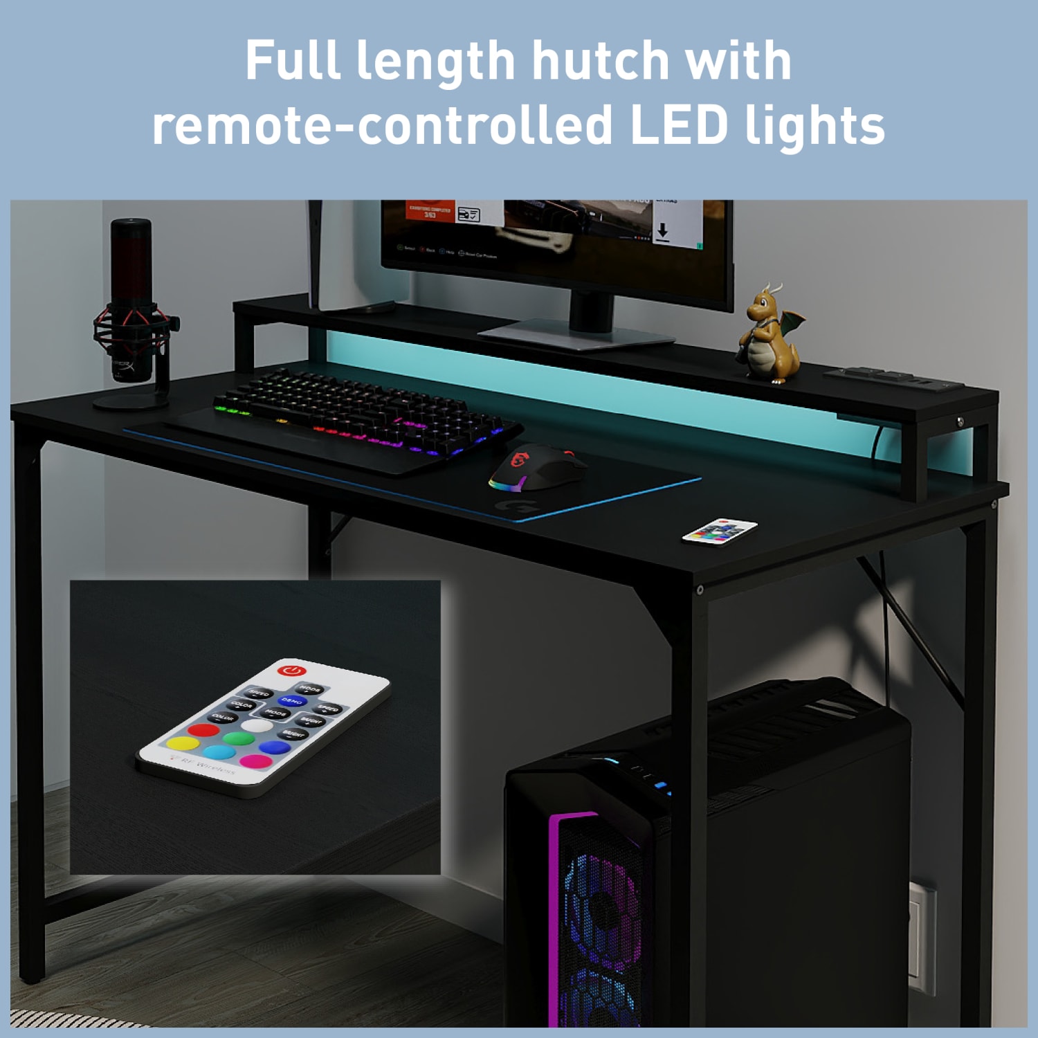 Realspace Rezio 47in Computer Desk with Hutch and Integrated Power, Black, BIFMA Compliant - Image 4