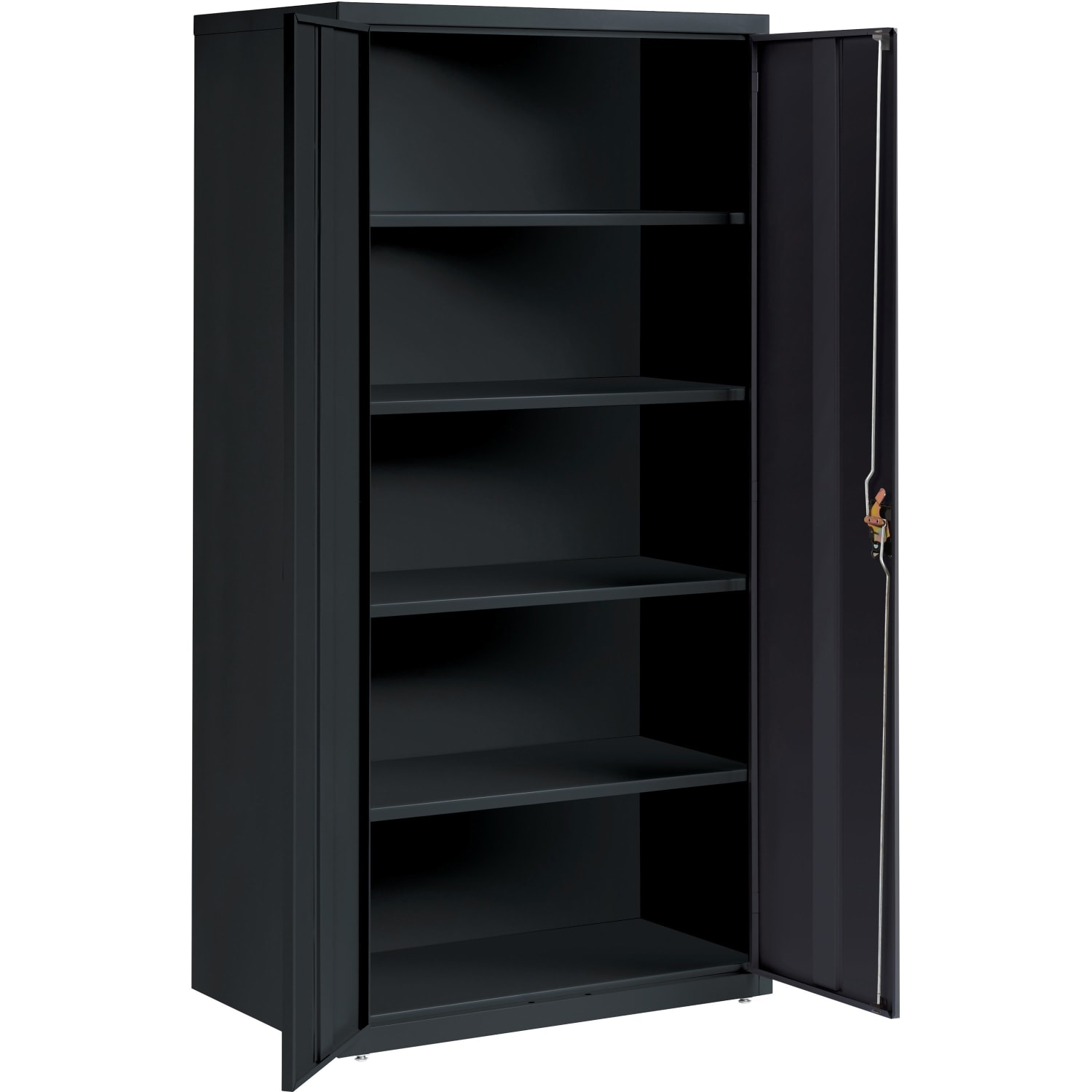 Lorell Fortress Series Steel Storage Cabinet 5-Shelf Adjustable, 24inD, Black - Image 4