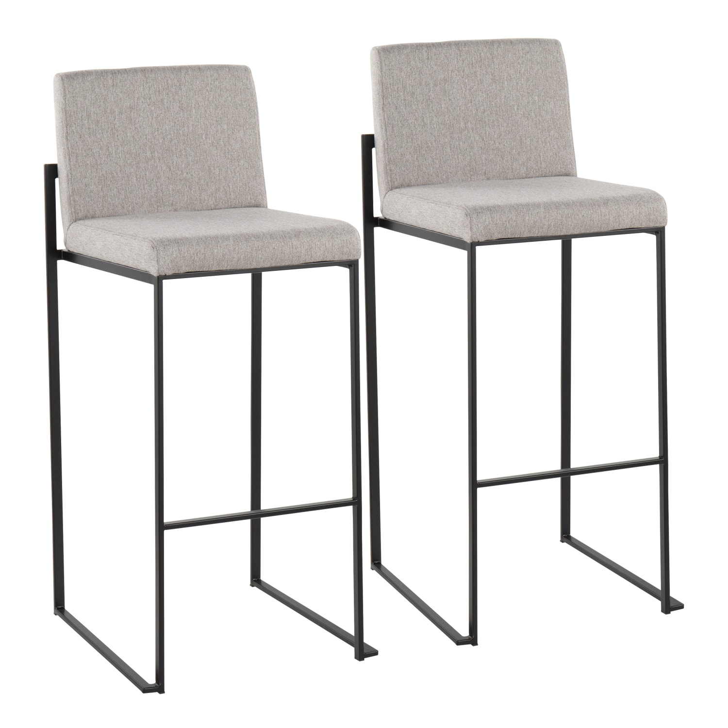 LumiSource Fuji High-Back Bar Stools, Gray/Black, Set Of 2 Stools, B30FUJIHBBKFGY2