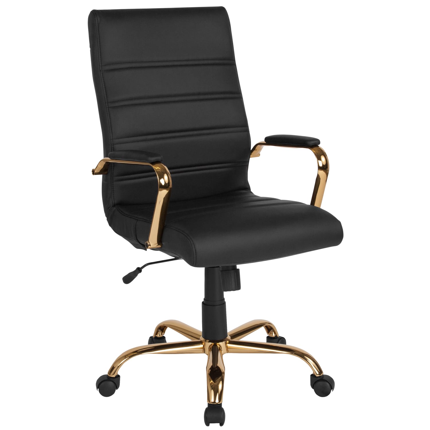 Flash Furniture LeatherSoft Faux Leather High-Back Office Chair, Black/Gold - Image 3