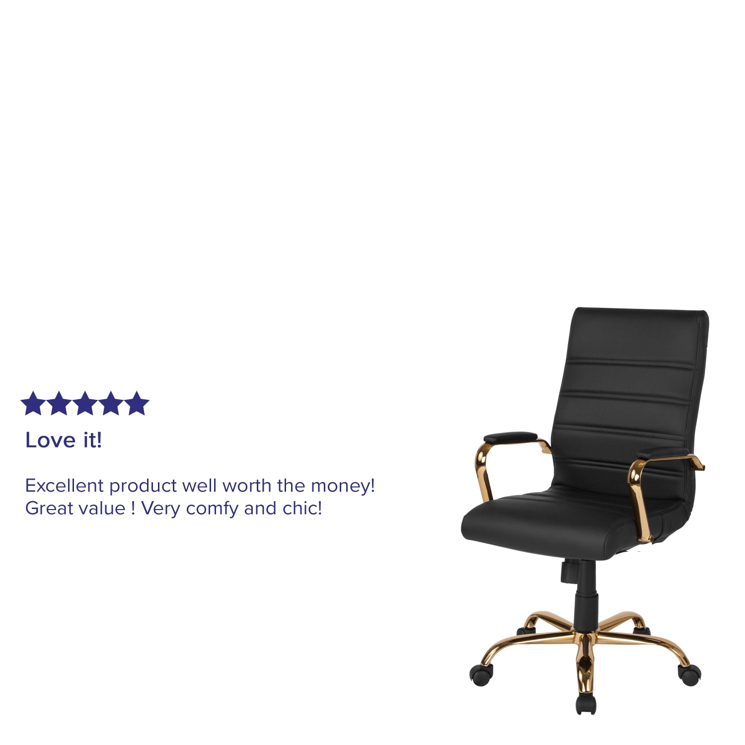 Flash Furniture LeatherSoft Faux Leather High Back Office Chair BlackGold PopularChairscom