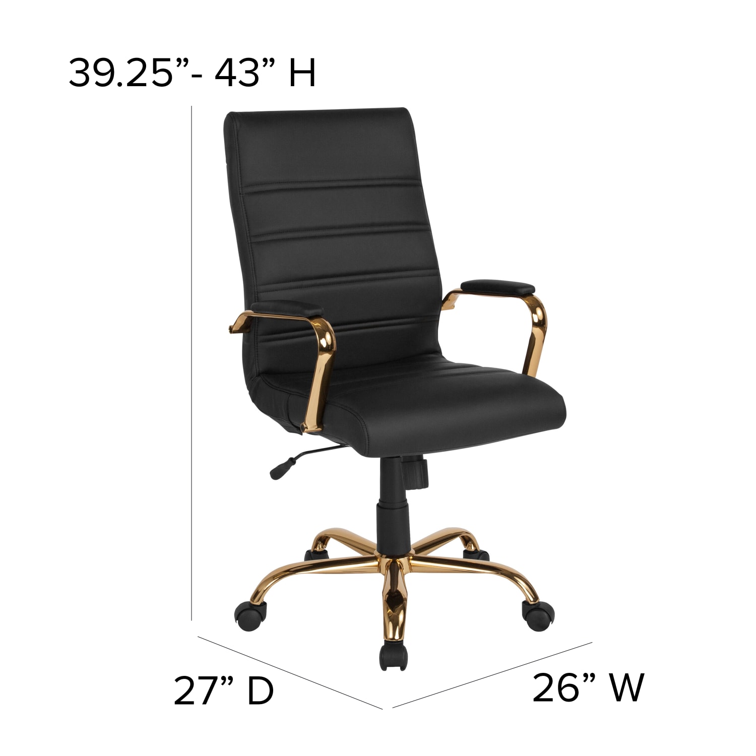 Flash Furniture LeatherSoft Faux Leather High Back Office Chair BlackGold PopularChairscom