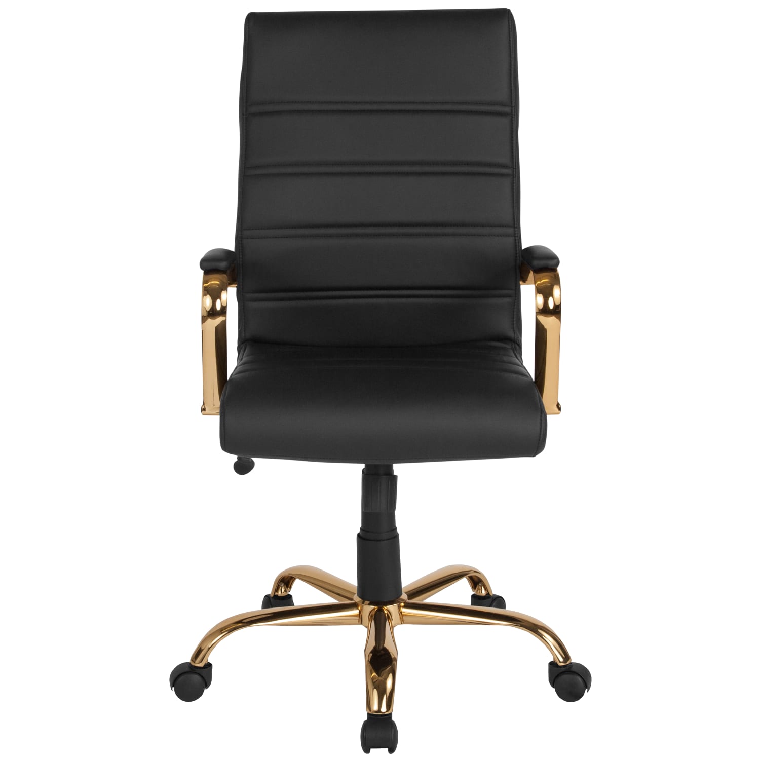 Flash Furniture LeatherSoft Faux Leather High Back Office Chair BlackGold PopularChairscom