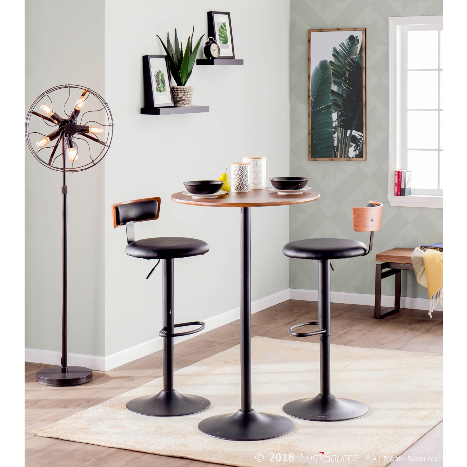 LumiSource Pebble Break Room Table, 42-1/2inH x 27inW x 27inD, Black/Walnut - Image 5