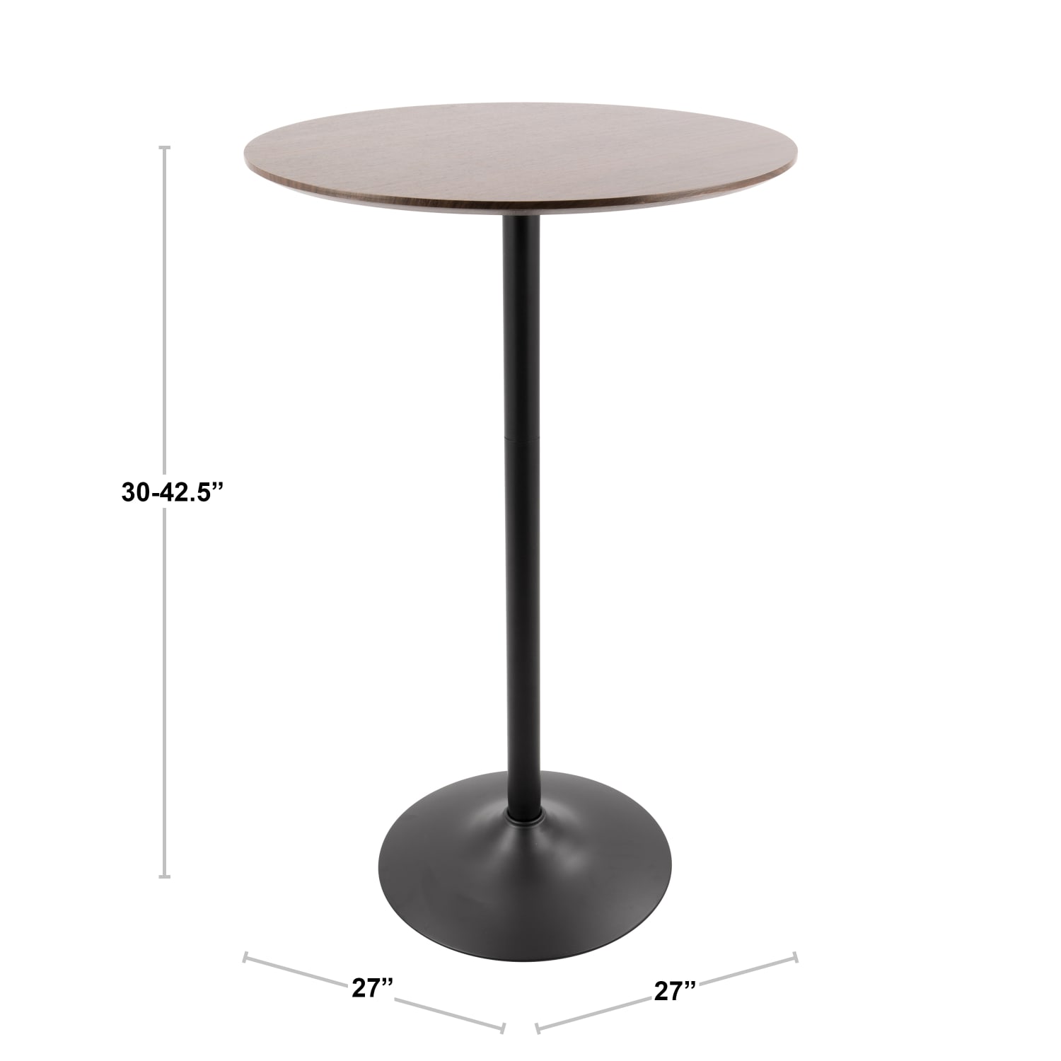 LumiSource Pebble Break Room Table, 42-1/2inH x 27inW x 27inD, Black/Walnut - Image 6