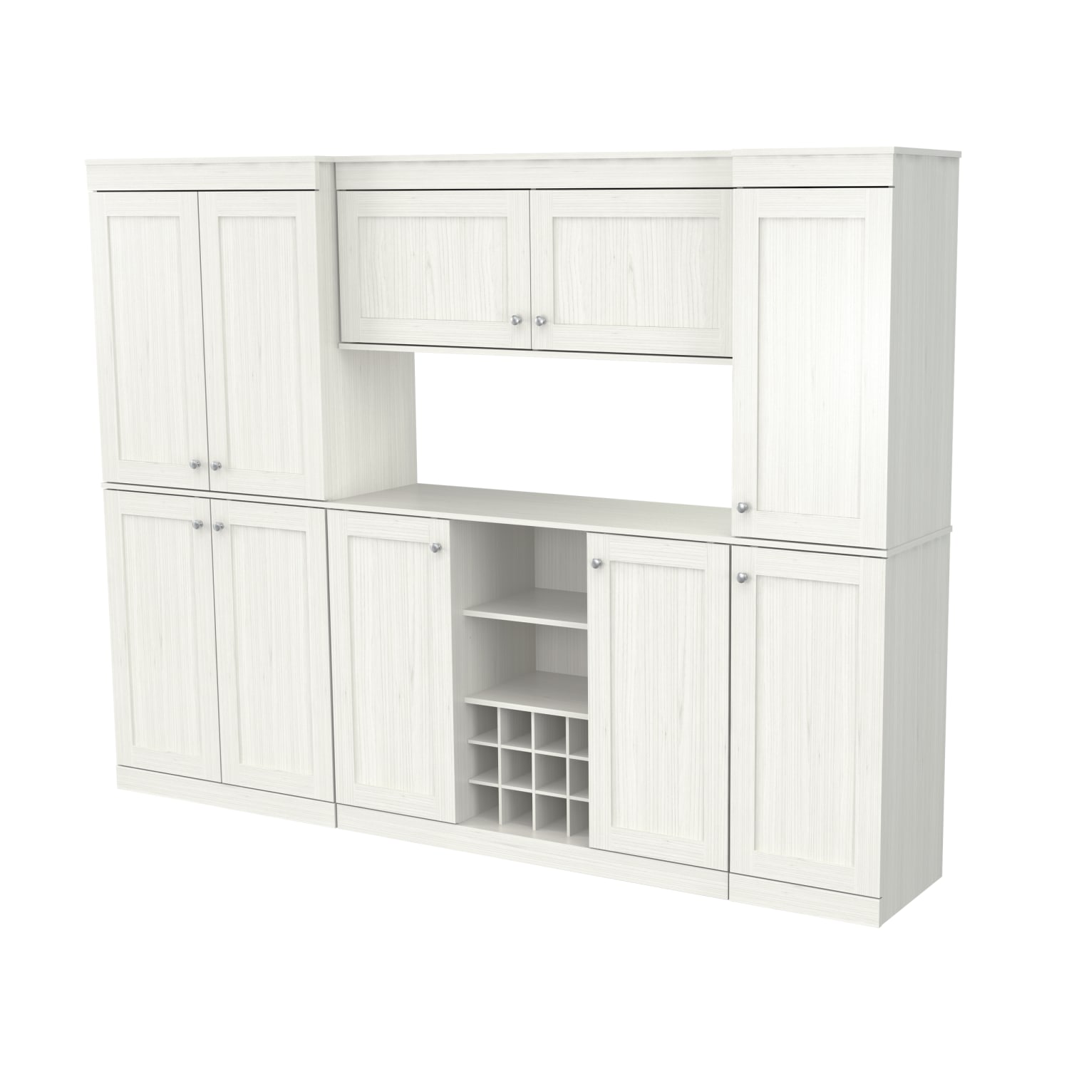 Inval Shaker-Style 4-Piece 95inW Buffet Storage Cabinet System, Washed Oak - Image 5
