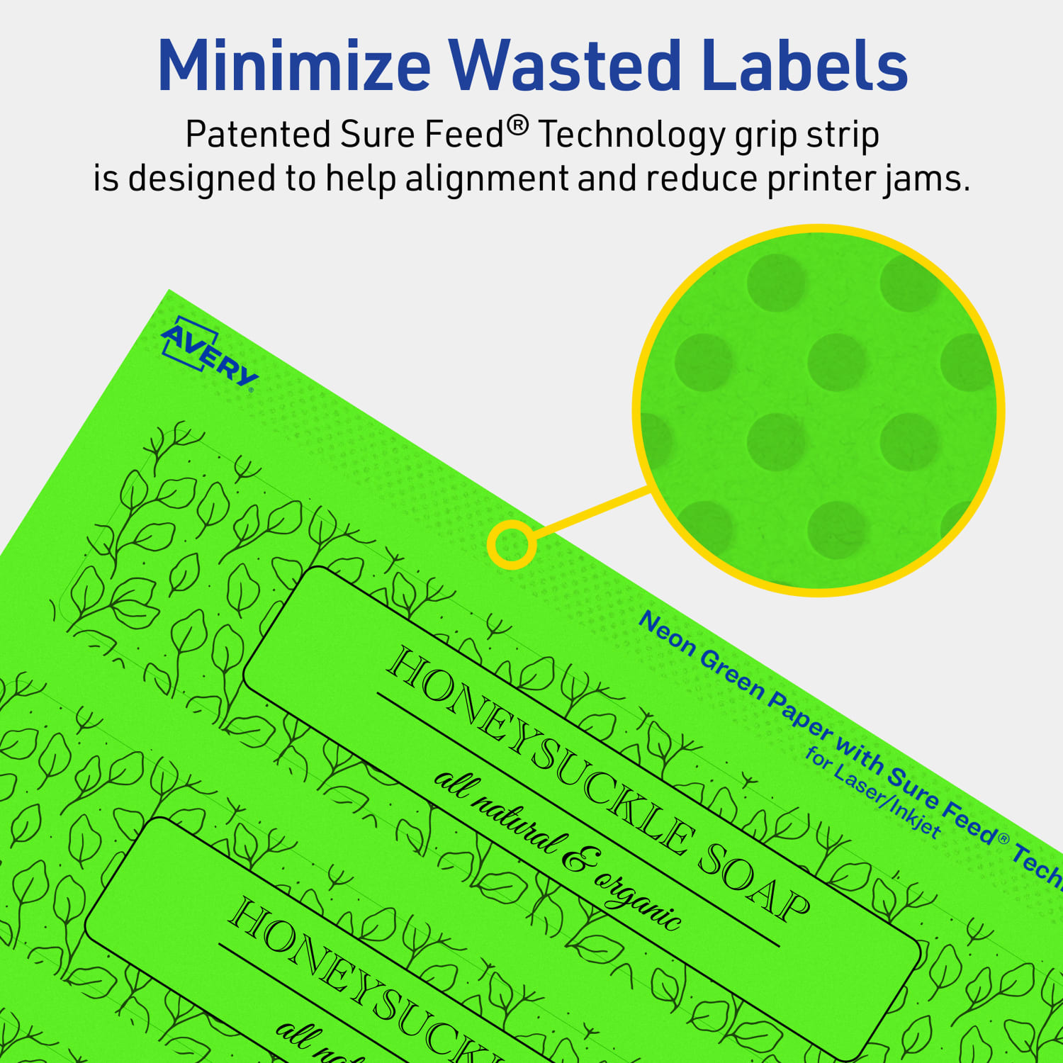 Avery Print-To-The-Edge Labels With Sure Feed Technology, 94231-NGP40, Rectangle, 1-1/2in x 7-1/2in, Matte Neon Green, Pack of 200 - Image 5