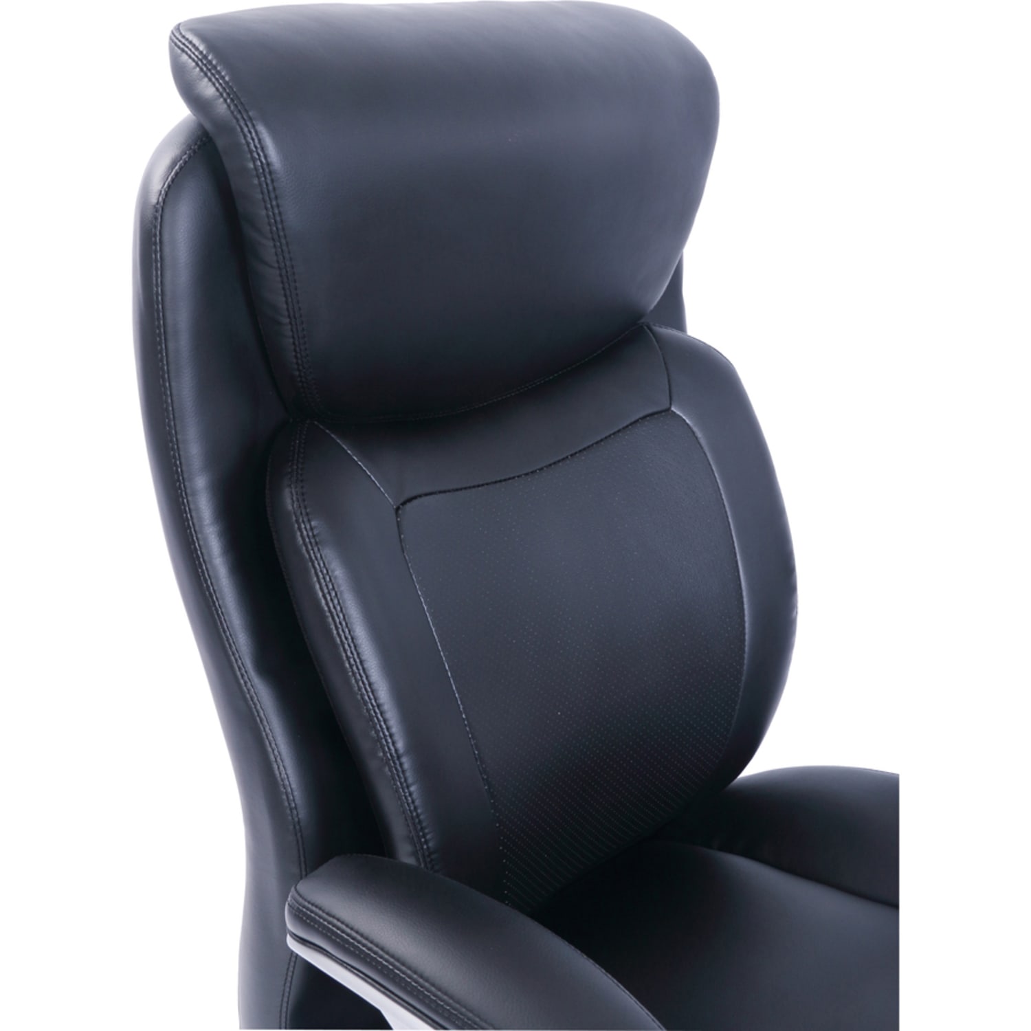 Lorell Big & Tall Bonded Leather Executive Chair With Flexible Air Technology, T Arms, Black/Silver - Image 5