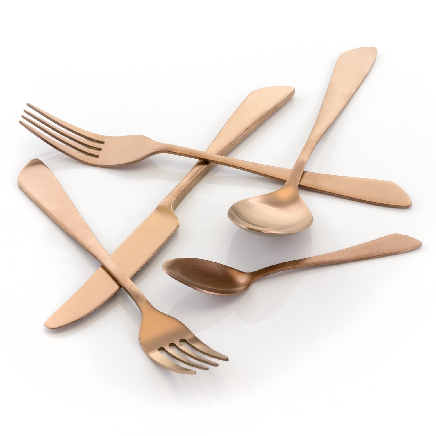 MegaChef Gibbous Stainless-Steel 20-Piece Flatware Utensil Set, Matte Rose Gold - Image 4
