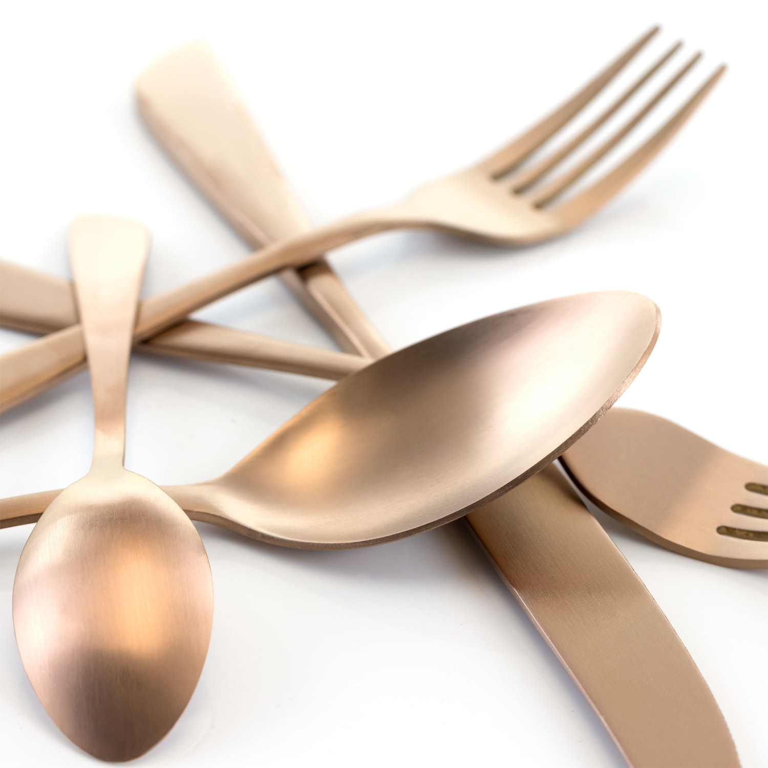 MegaChef Gibbous Stainless-Steel 20-Piece Flatware Utensil Set, Matte Rose Gold - Image 5