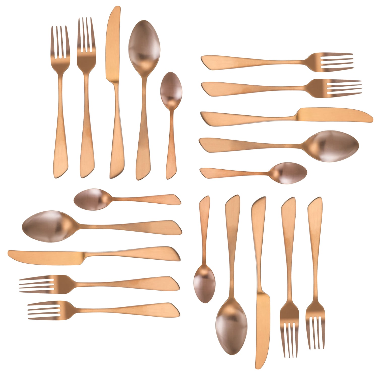 MegaChef Gibbous Stainless-Steel 20-Piece Flatware Utensil Set, Matte Rose Gold - Image 6