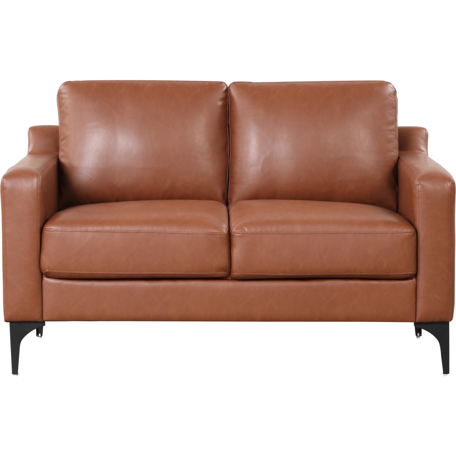 Serta Florence Faux Leather Loveseat, 35inH x 55-1/2inW x 33-1/2inD, Brown