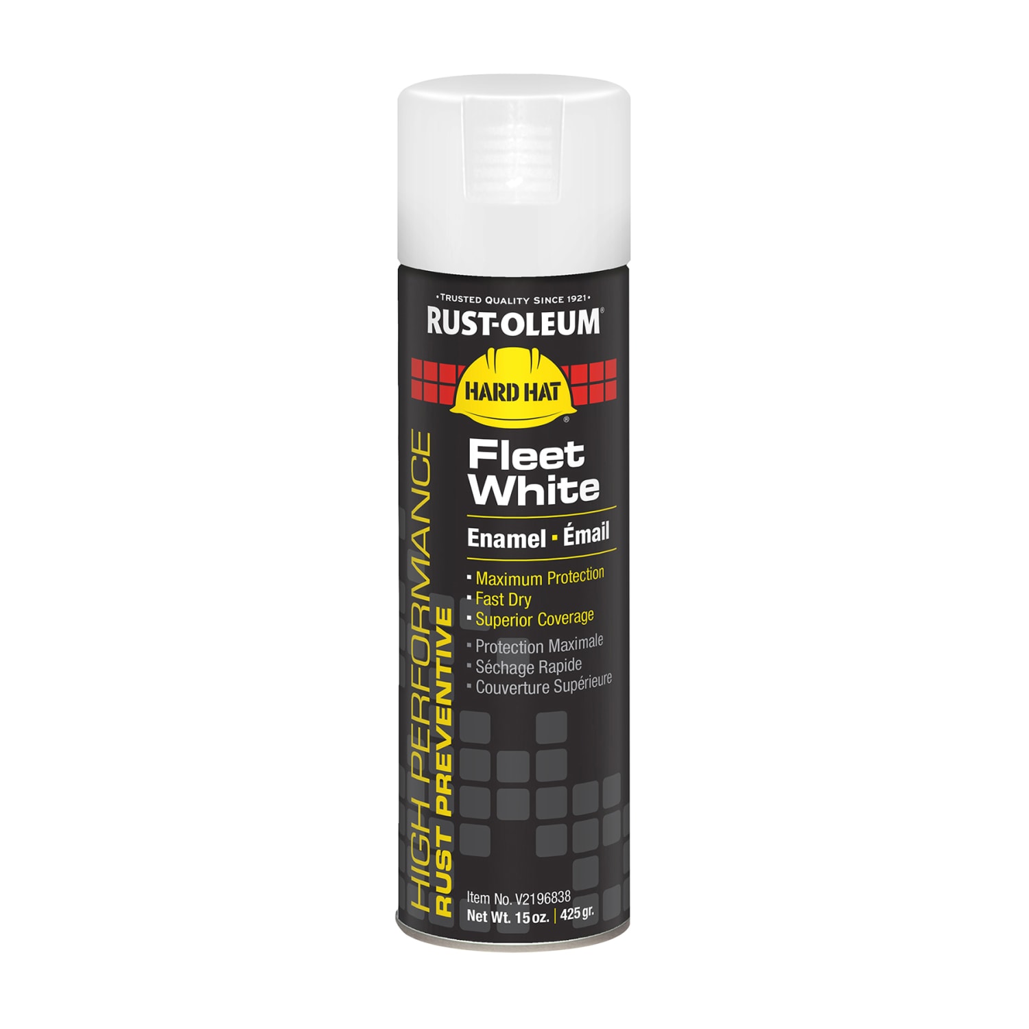Rust-Oleum Hard Hat High Performance V2100 System Rust Preventive Enamel Spray Paint, 15 Oz, Gloss Fleet White, Case Of 6 Cans