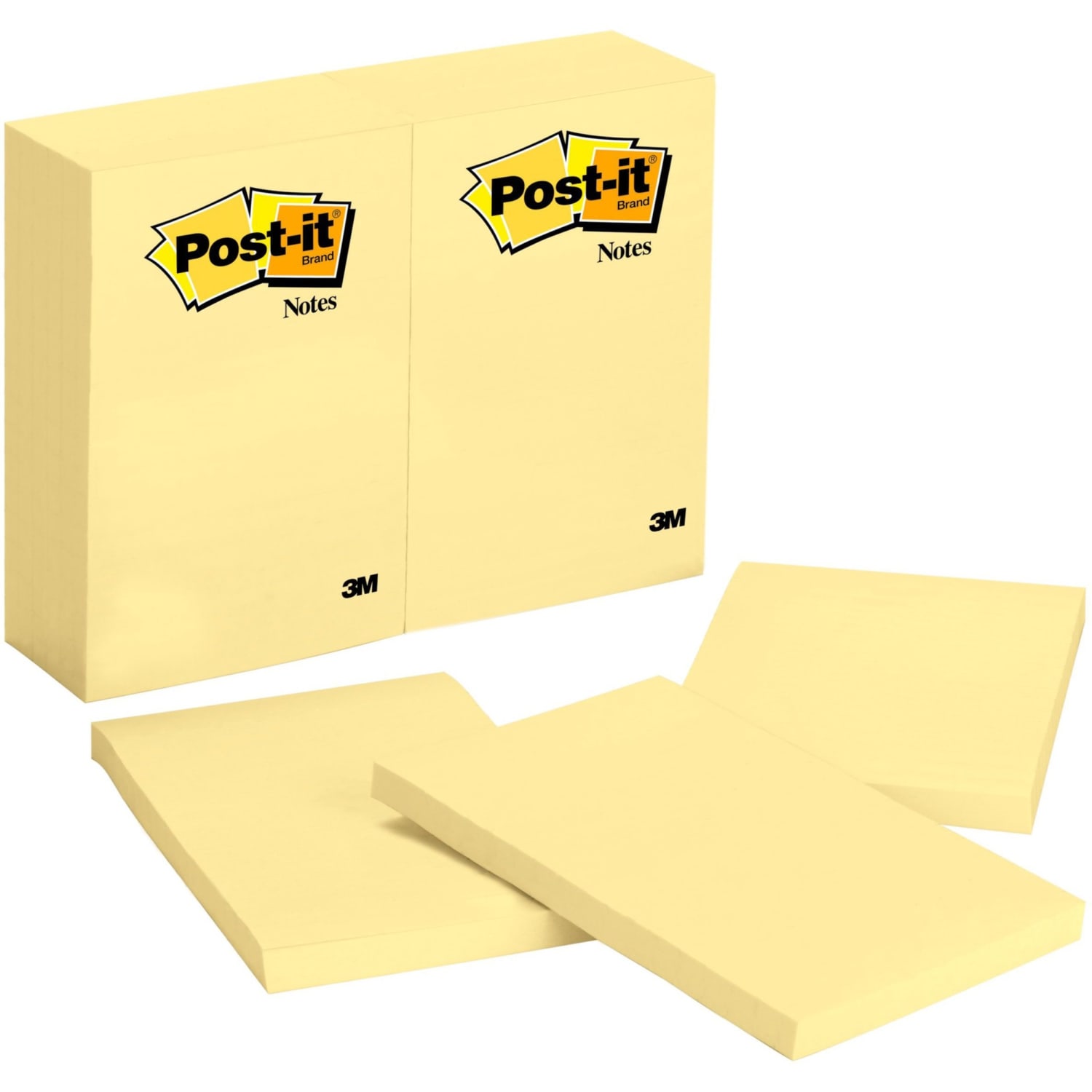 Post-it Notes Original Notepads - 4in x 6in ,Rectangle, 12 Pads, 100 Sheets per Pad - Unruled - 659YWBD