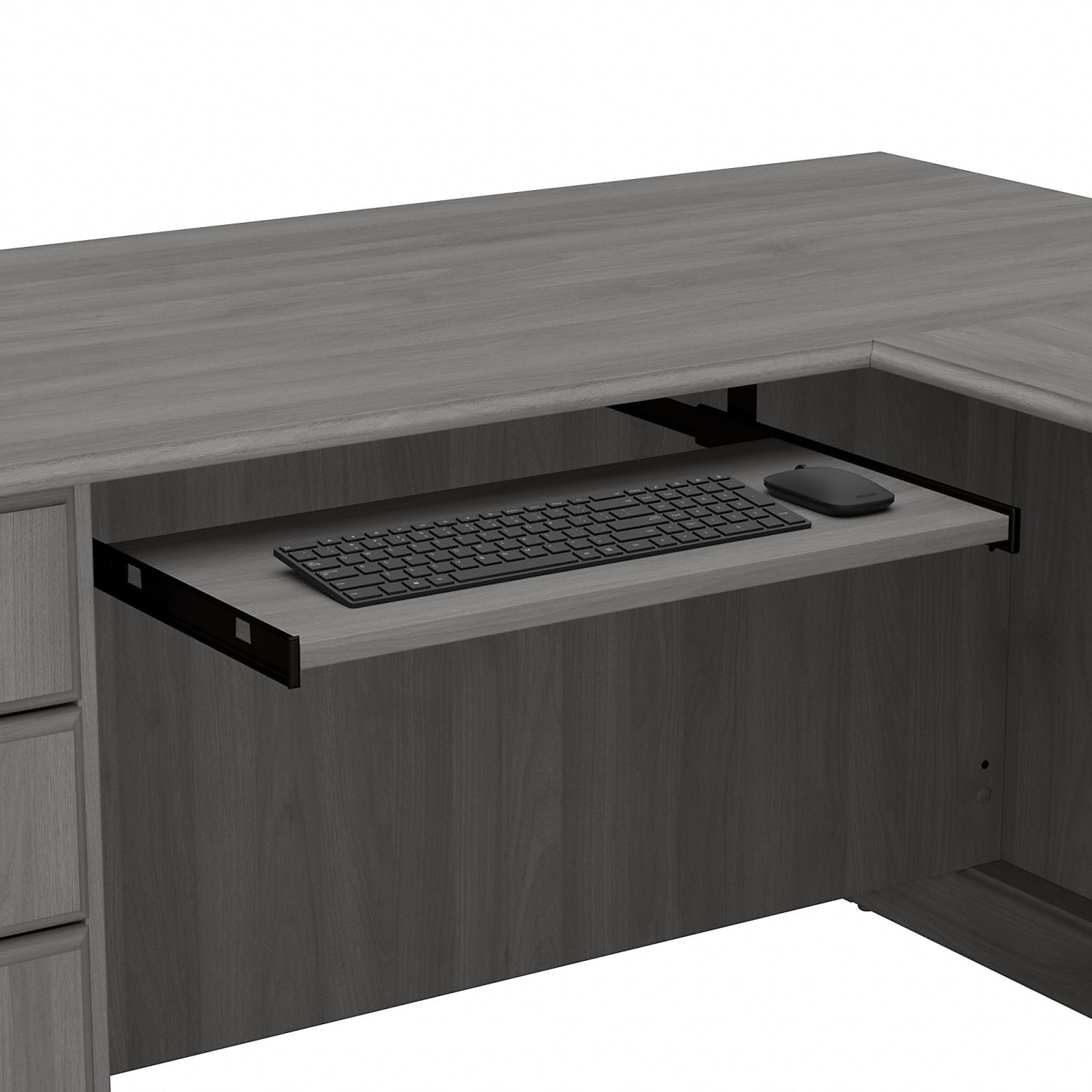 Bush Business Furniture Saratoga 66inW L-Shaped Corner Desk With Drawers, Modern Gray, Standard Delivery - Image 6
