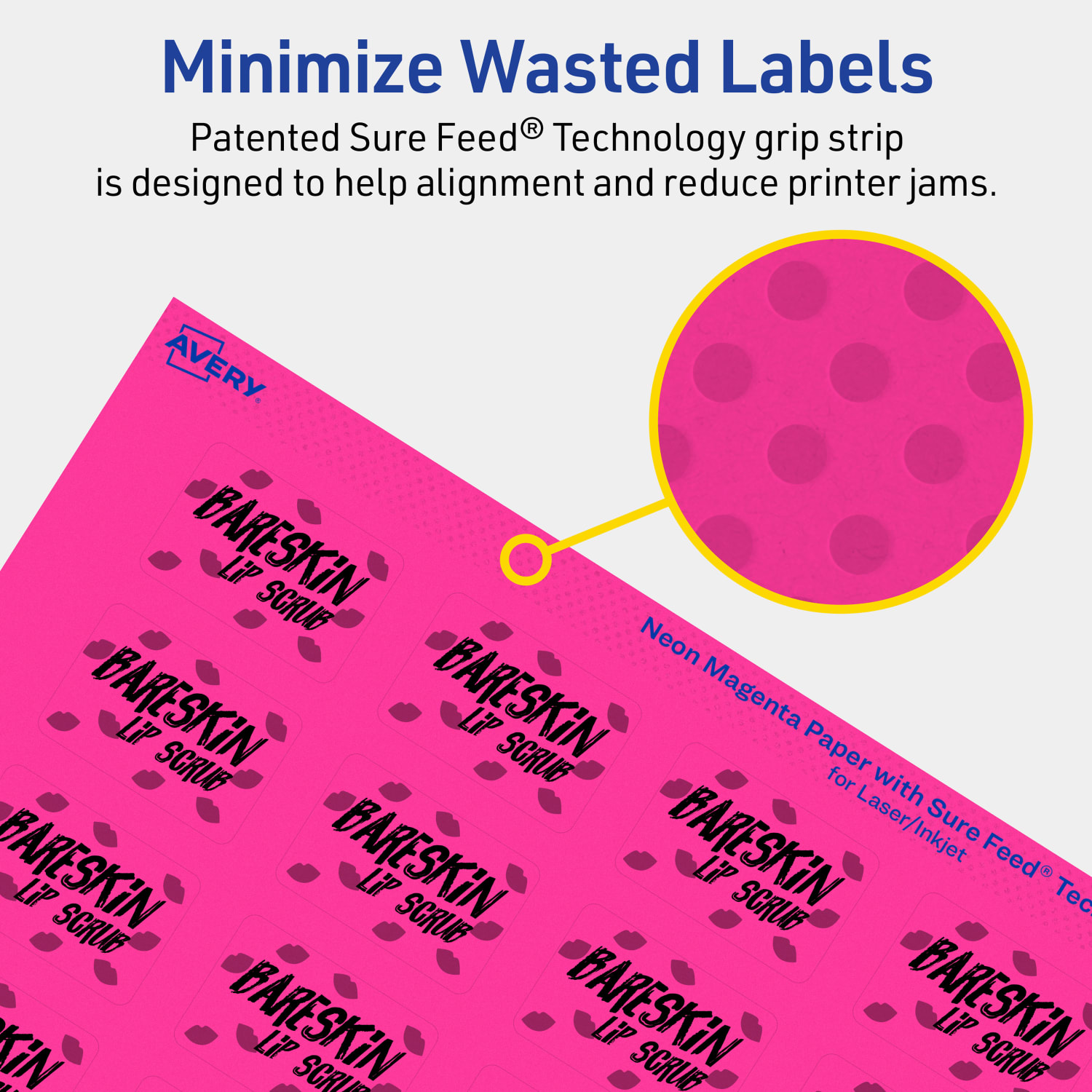 Avery Print-To-The-Edge Labels With Sure Feed Technology And Easy Peel, 94219-NMP10, Rectangle, 1in x 1-1/2in, Matte Neon Magenta, Pack of 320 - Image 5