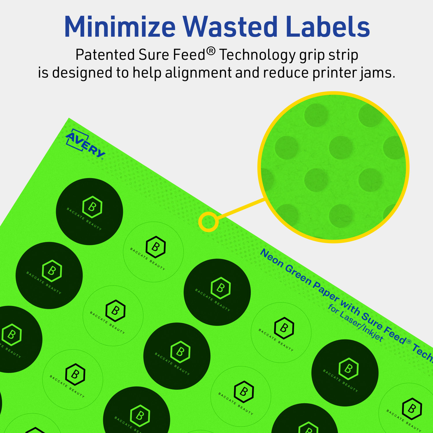Avery Print-To-The-Edge Labels With Sure Feed Technology, 94500-NGP10, Round, 1in, Matte Neon Green, Pack of 480 - Image 5