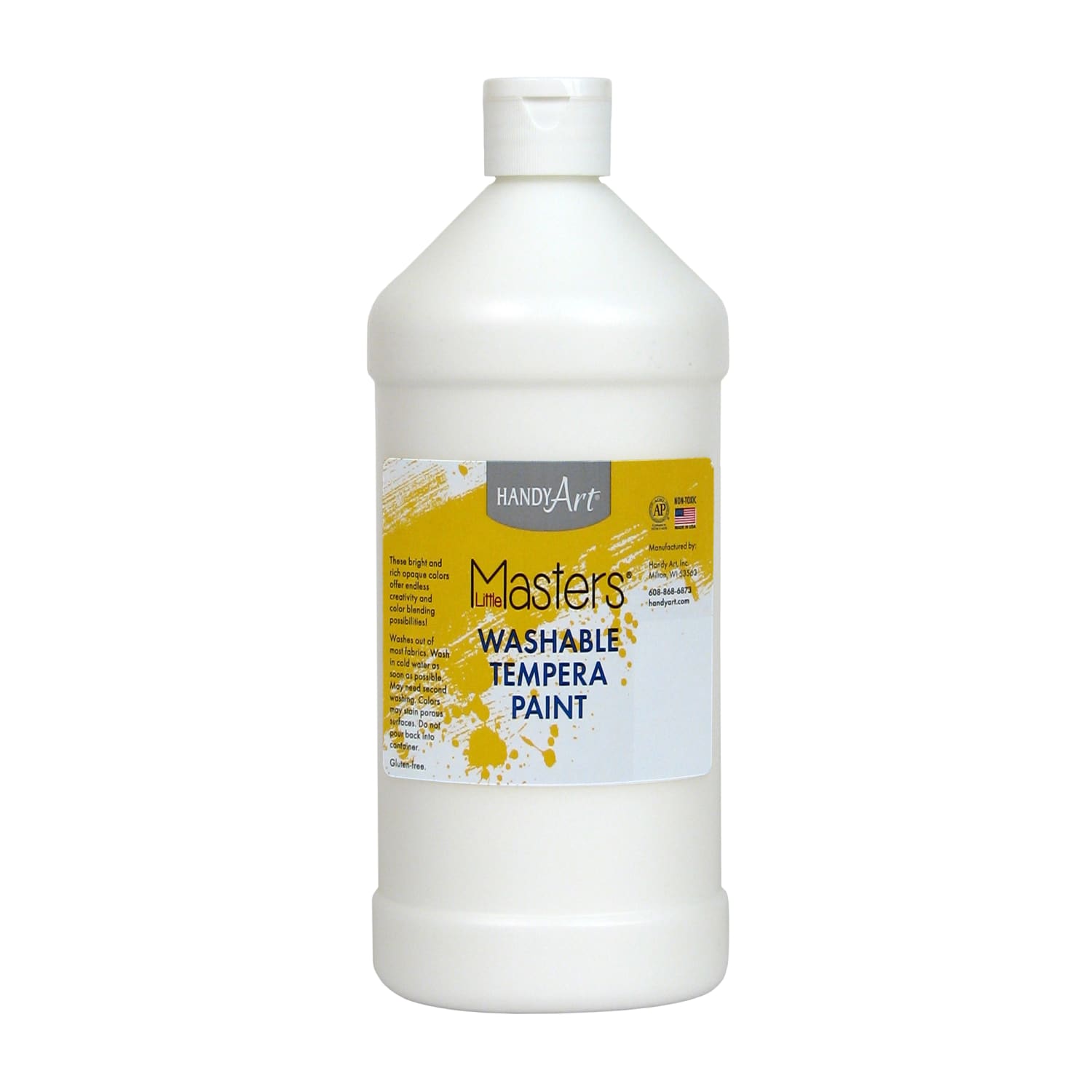 Handy Art Little Masters Washable Tempera Paints, 32 Oz, White, Pack Of 6 Paints - Image 3