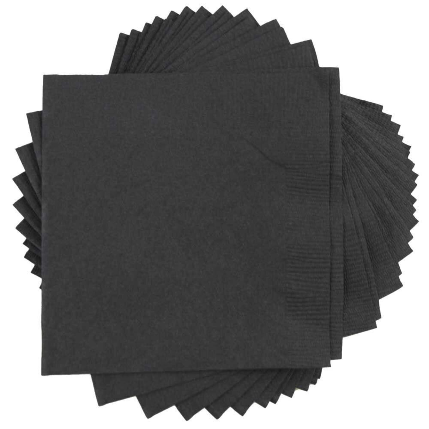 JAM PAPER Small Beverage Napkins - 5 x 5 - Black - 40/Pack
