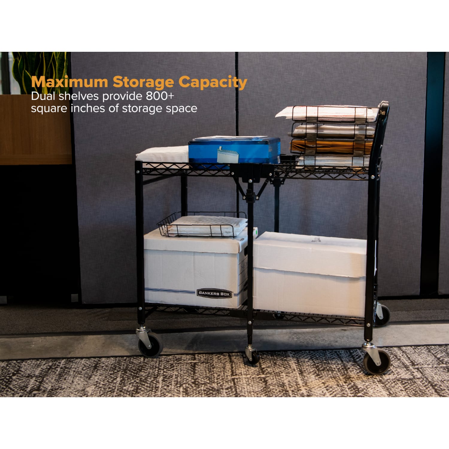 Bostitch Large Stow-Away Folding Cart, 39in x 23-1/2in x 37-1/2in, Black - Image 6