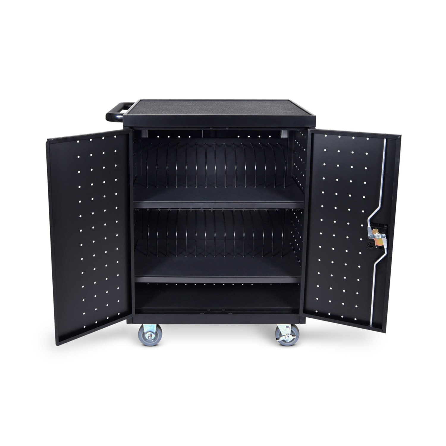 Luxor 32-Device Charging Cart With Timer, 38-1/4inH x 28-1/2inW x 21inD, Black - Image 5