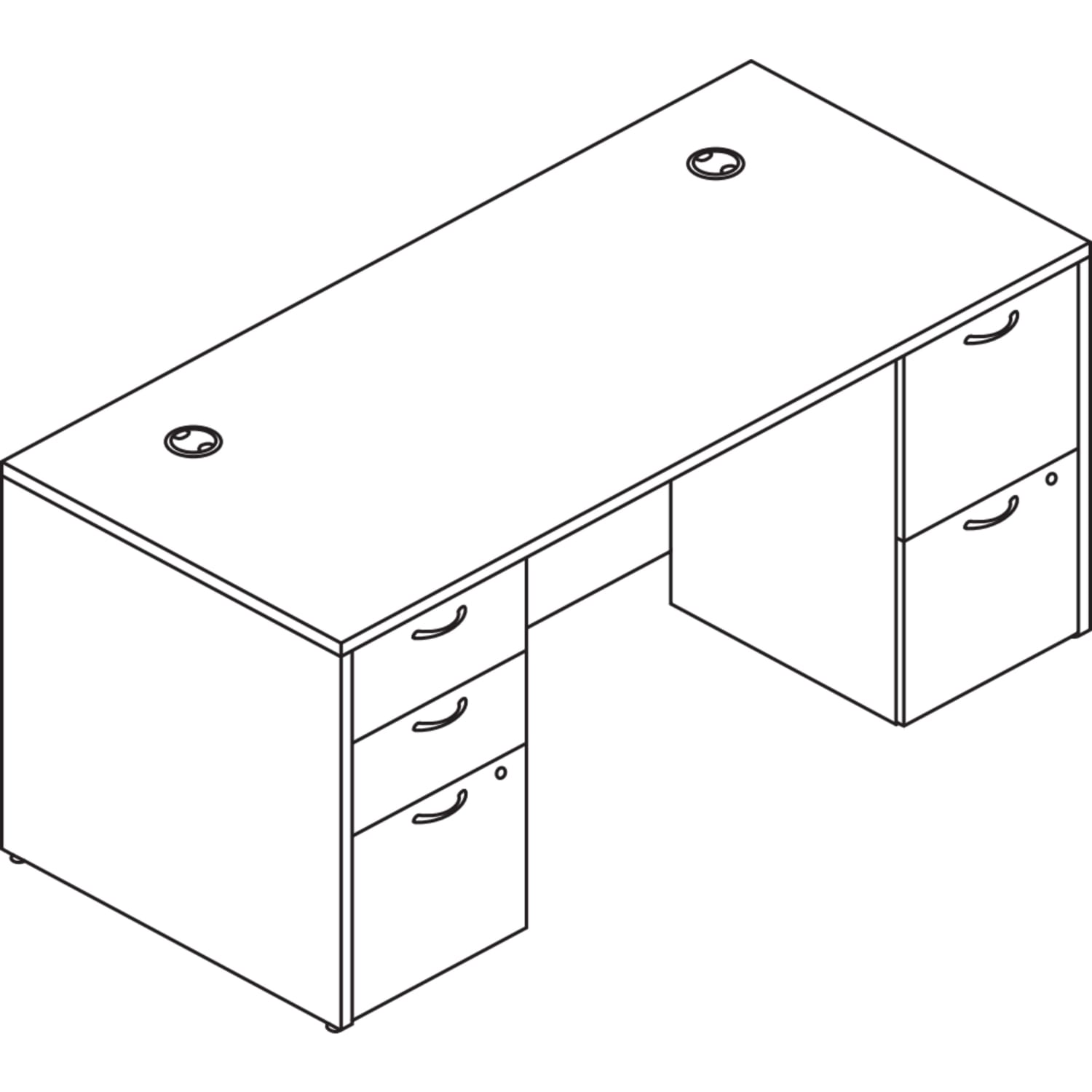 HON Mod 66inW Double-Pedestal Computer Desk, Slate Teak - Image 4