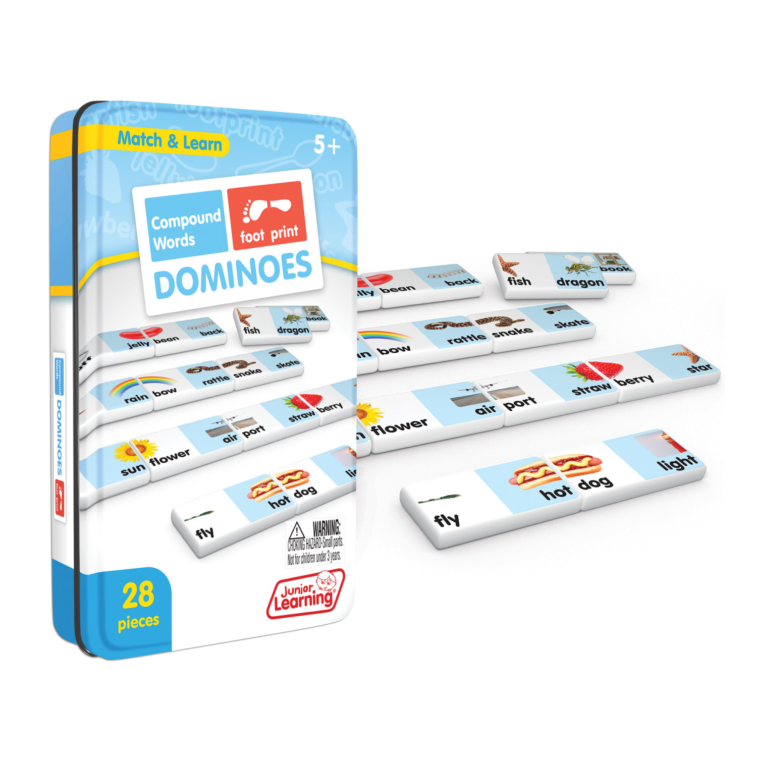 Junior Learning Compound Words Match and Learn Dominoes, Grade K, Pack Of 2 Dominoes - Image 3