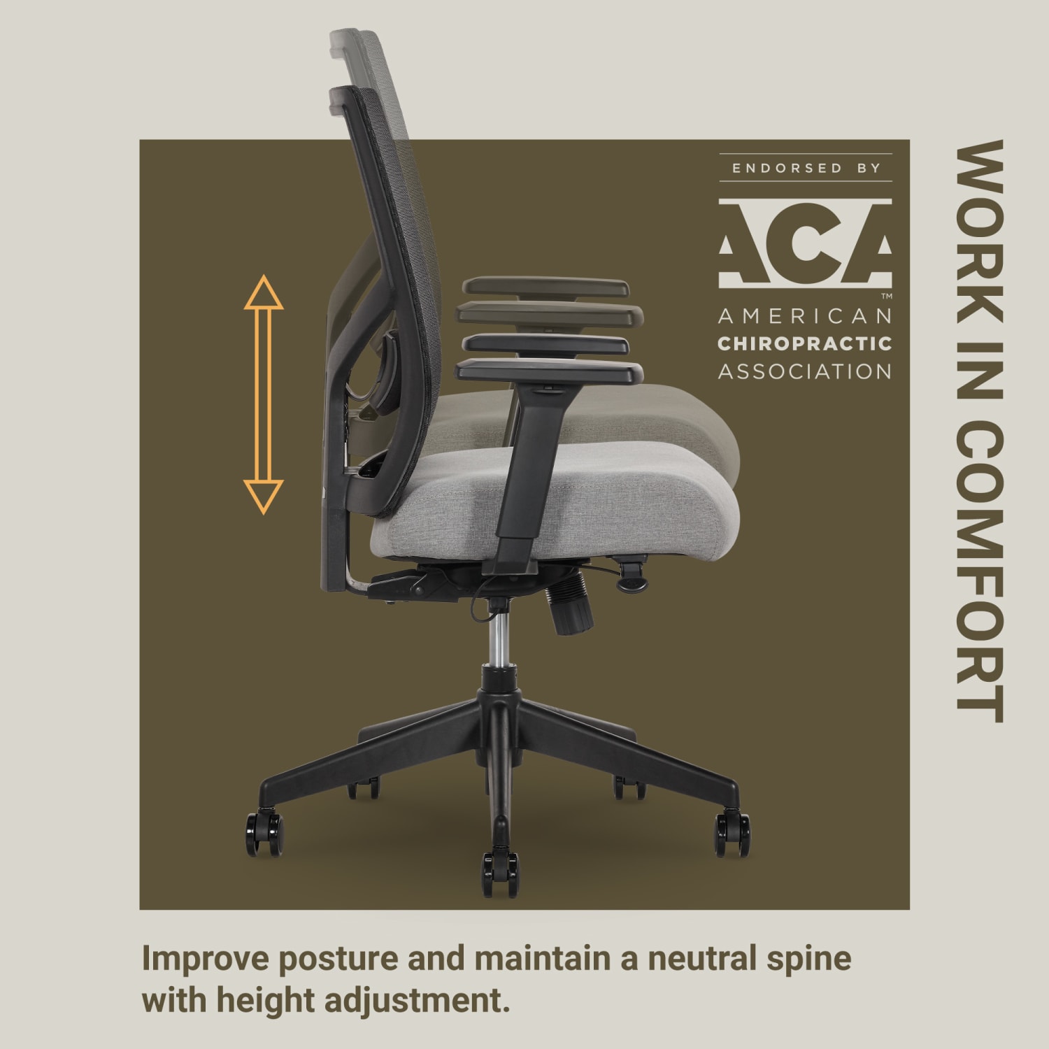 Serta Commercial Eco 2000 Ergonomic Mesh Mid Back Task Chair 43 Recycled Gray PopularChairscom