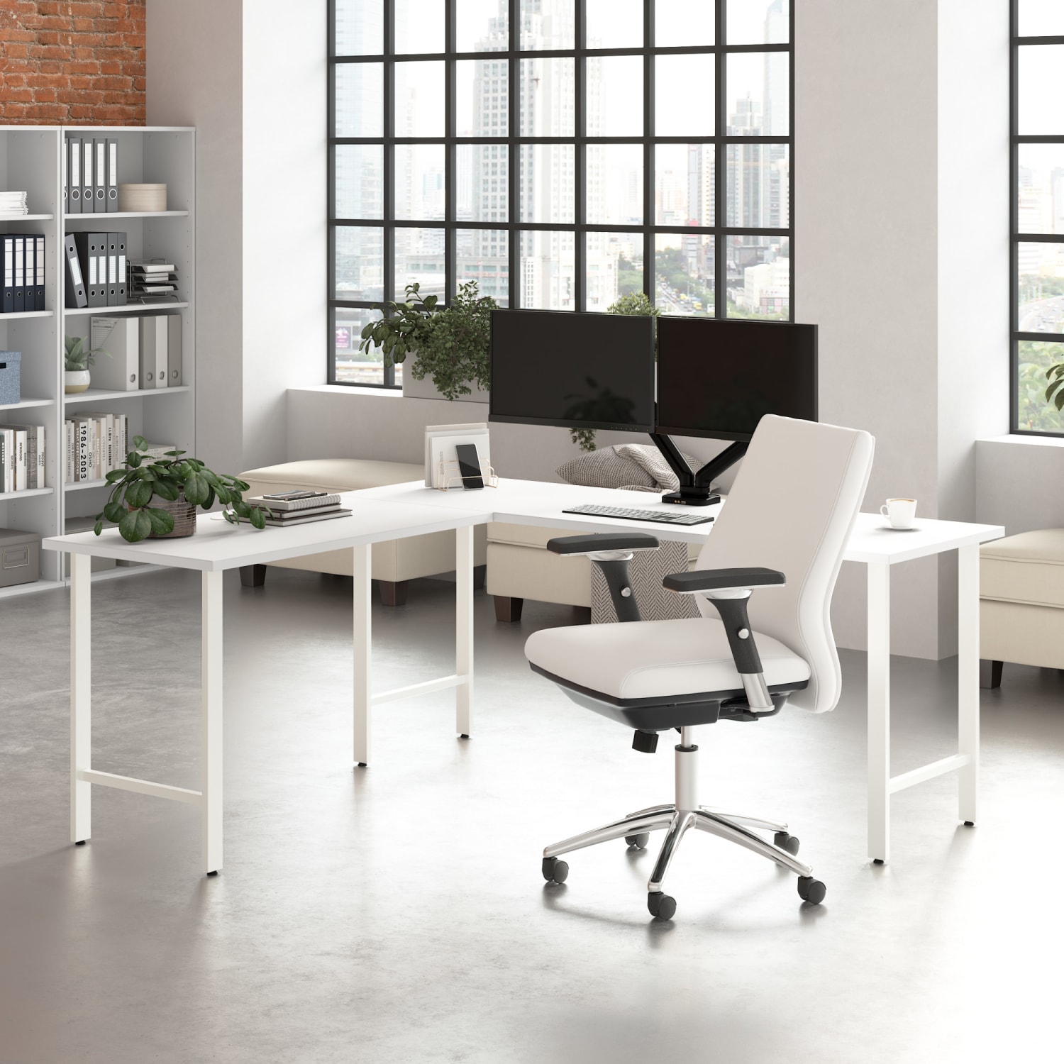 Bush Business Furniture Hustle 72inW Computer Desk With Metal Legs, White, Standard Delivery - Image 4