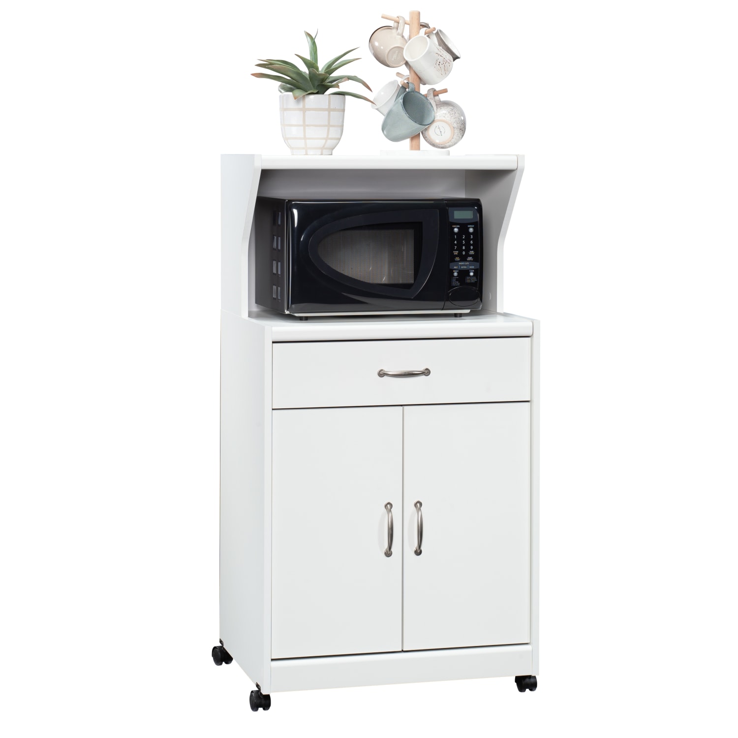 Sauder 25inW Storage, Microwave And Kitchen Cart, Glacier White - Image 3