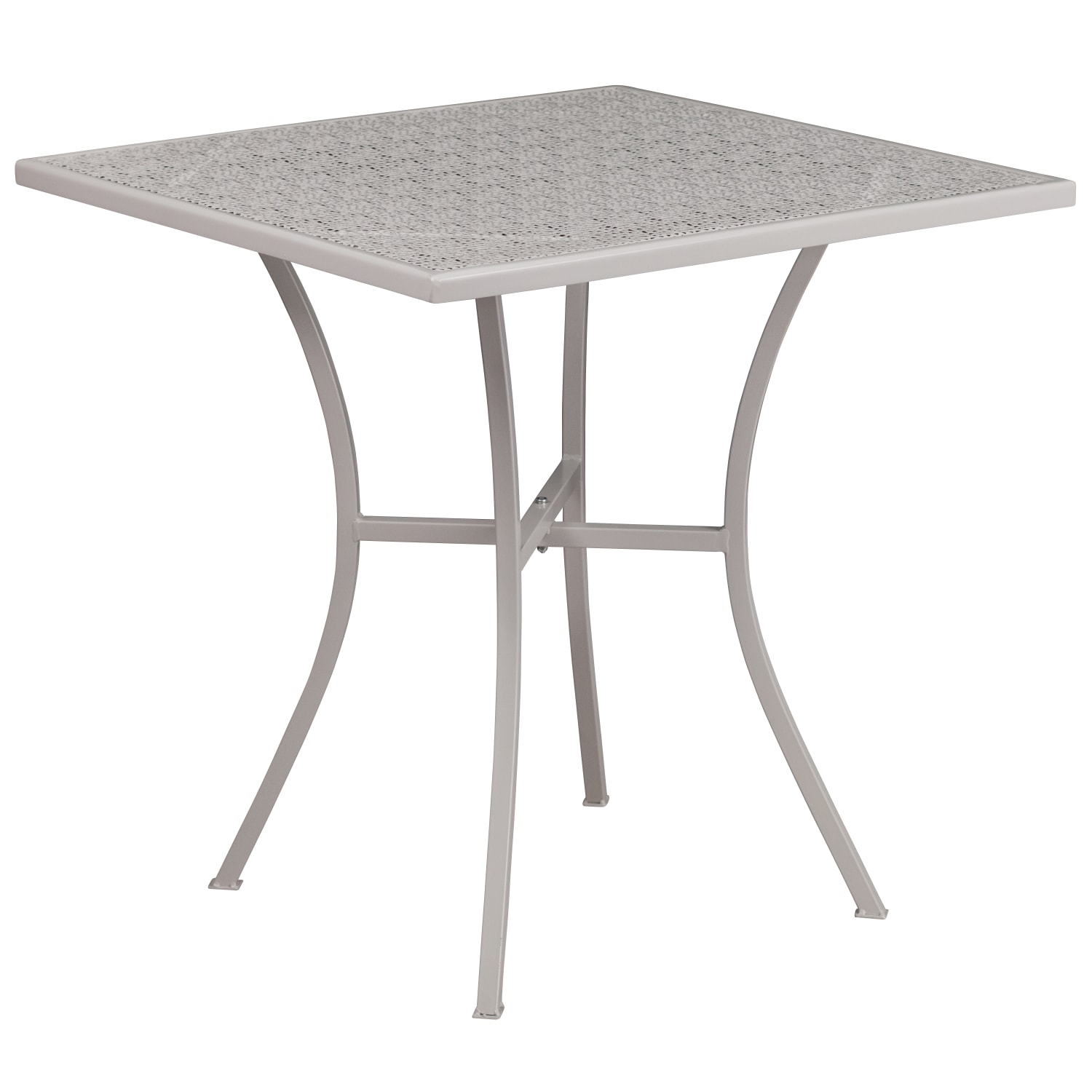Flash Furniture Oia Commercial Grade Square Outdoor Steel Patio Table, 28-1/4inH x 28inW x 28inD, Light Gray - Image 3
