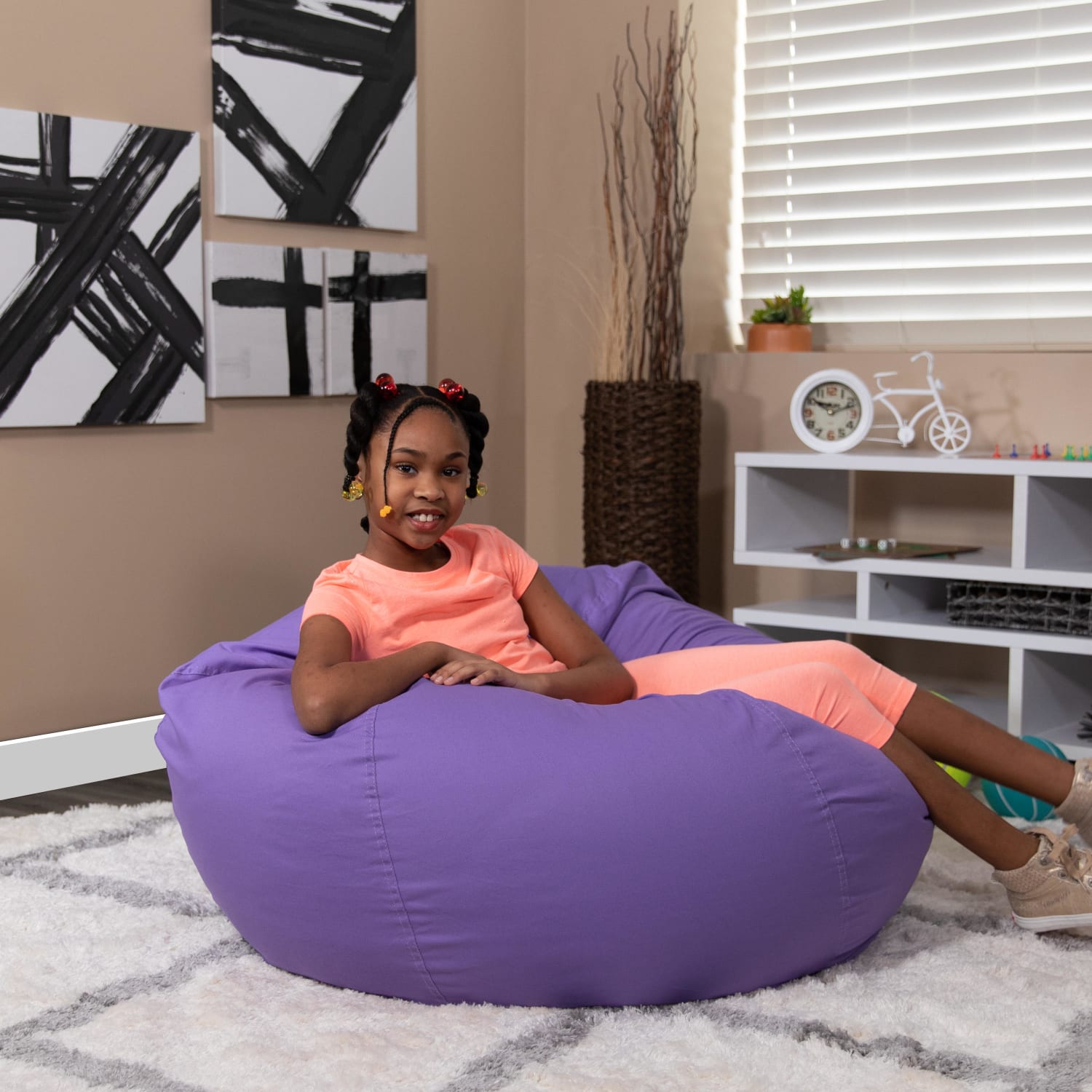 Flash Furniture Oversized Bean Bag Chair For Kids And Adults, Purple - Image 3