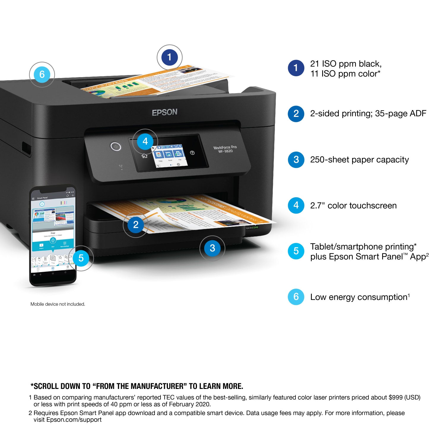 Epson WorkForce Pro WF-3820 Wireless Inkjet All-In-One Color Printer - Image 5