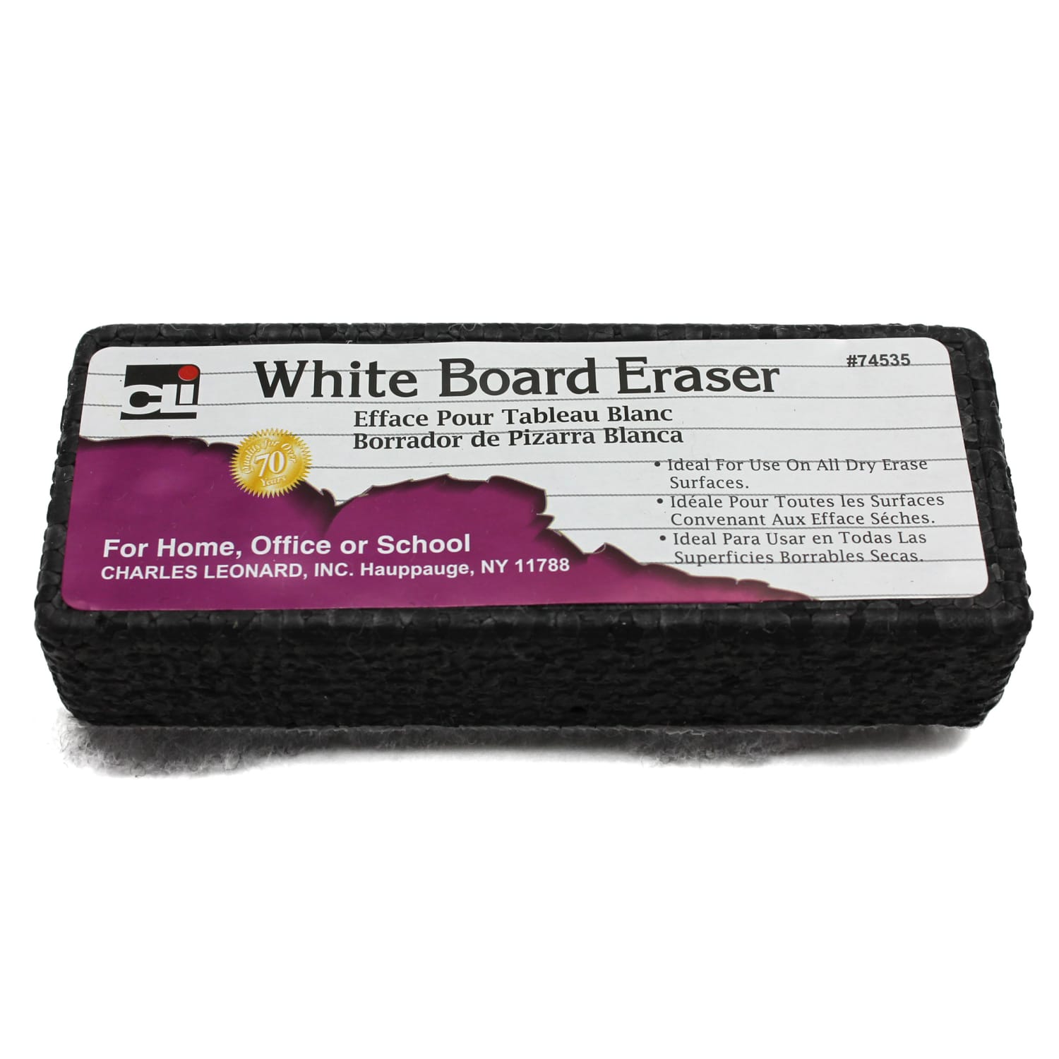 Charles Leonard Whiteboard Erasers, 5in x 2in, Gray/Black, Pack Of 6 Erasers - Image 3