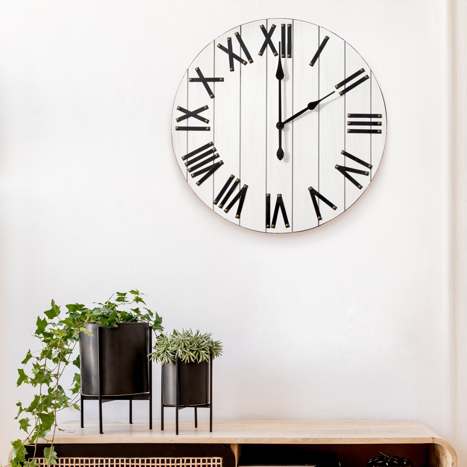 Elegant Designs Handsome Rustic Farmhouse Wood Wall Clock, 21in, Whitewash - Image 5