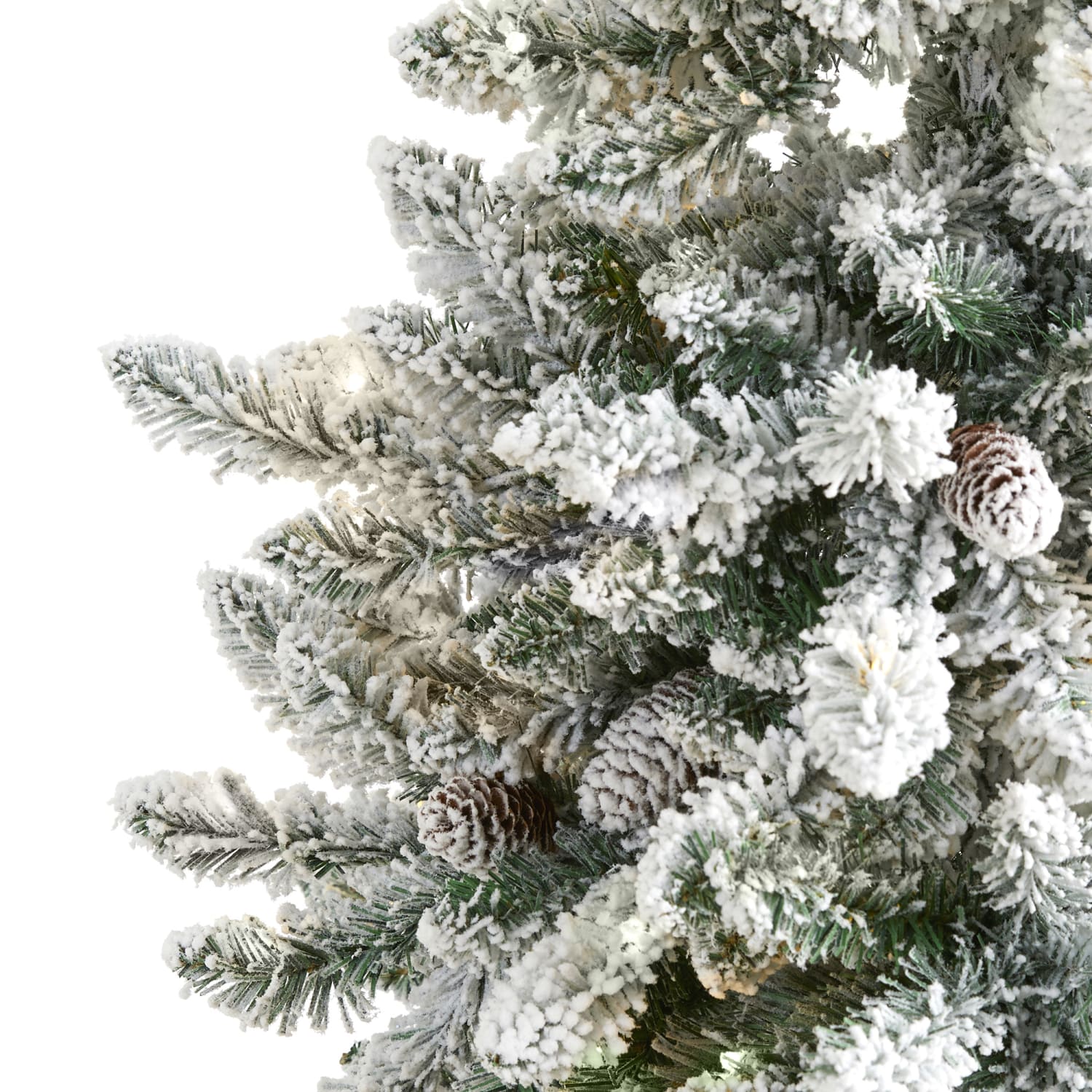 Nearly Natural Flocked Livingston Fir 60inH Artificial Christmas Tree With Pine Cones And Bendable Branches, 60inH x 34inW x 34inD, Green - Image 4