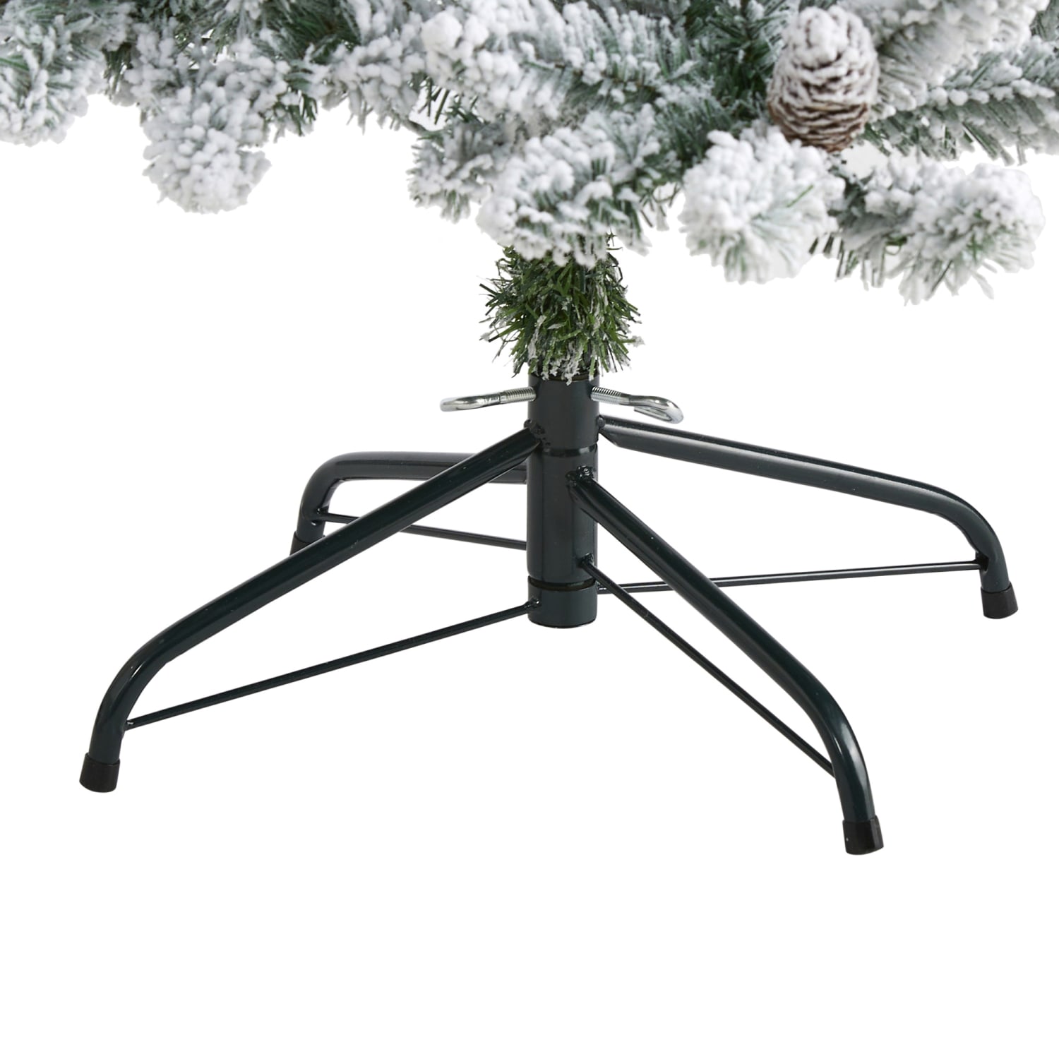 Nearly Natural Flocked Livingston Fir 60inH Artificial Christmas Tree With Pine Cones And Bendable Branches, 60inH x 34inW x 34inD, Green - Image 5