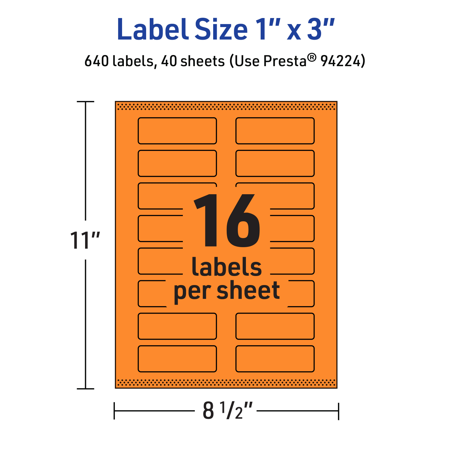 Avery Print-To-The-Edge Labels With Sure Feed Technology And Easy Peel, 94224-BOP40, Rectangle, 1in x 3in, Matte Bright Orange, Pack of 640 - Image 6