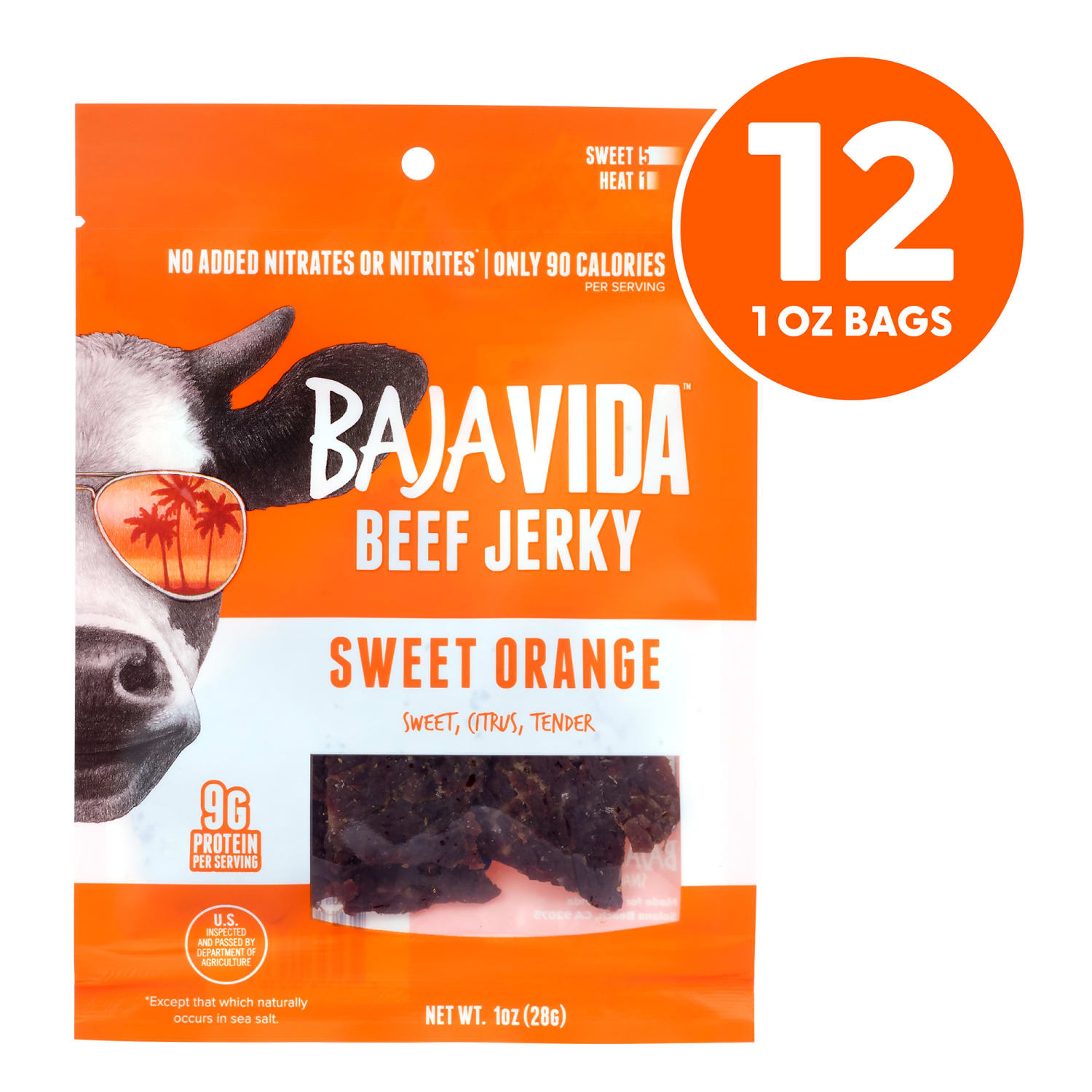 Baja Vida Beef Jerky Sweet Orange Snack Packs, 1.0 Oz, Box Of 12 Packs - Image 3