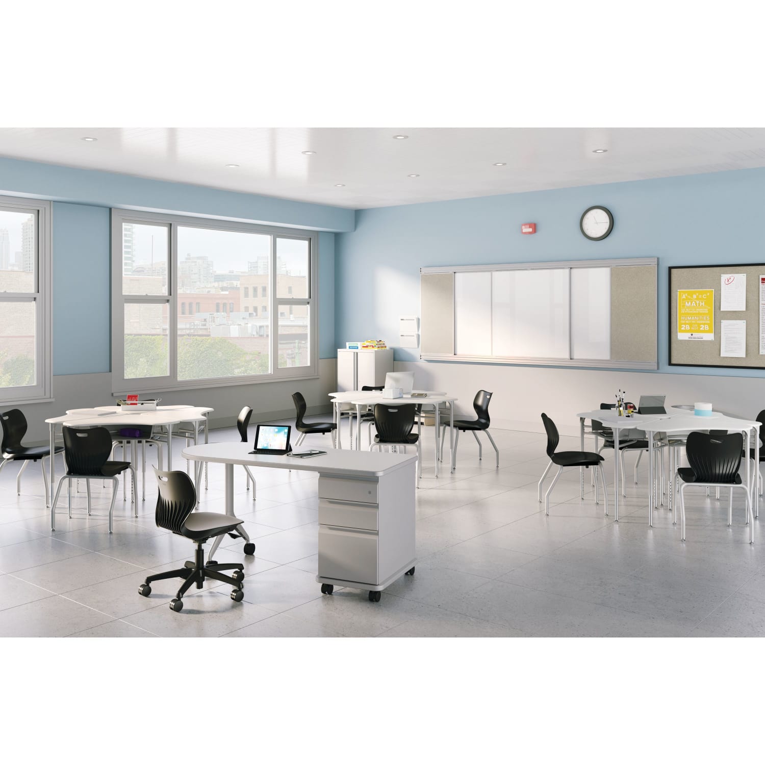 HON SmartLink Value Teacher Mobile WorkStation, 30inH x 60inW x 24inD, Silver Mesh/Platinum Metallic - Image 5