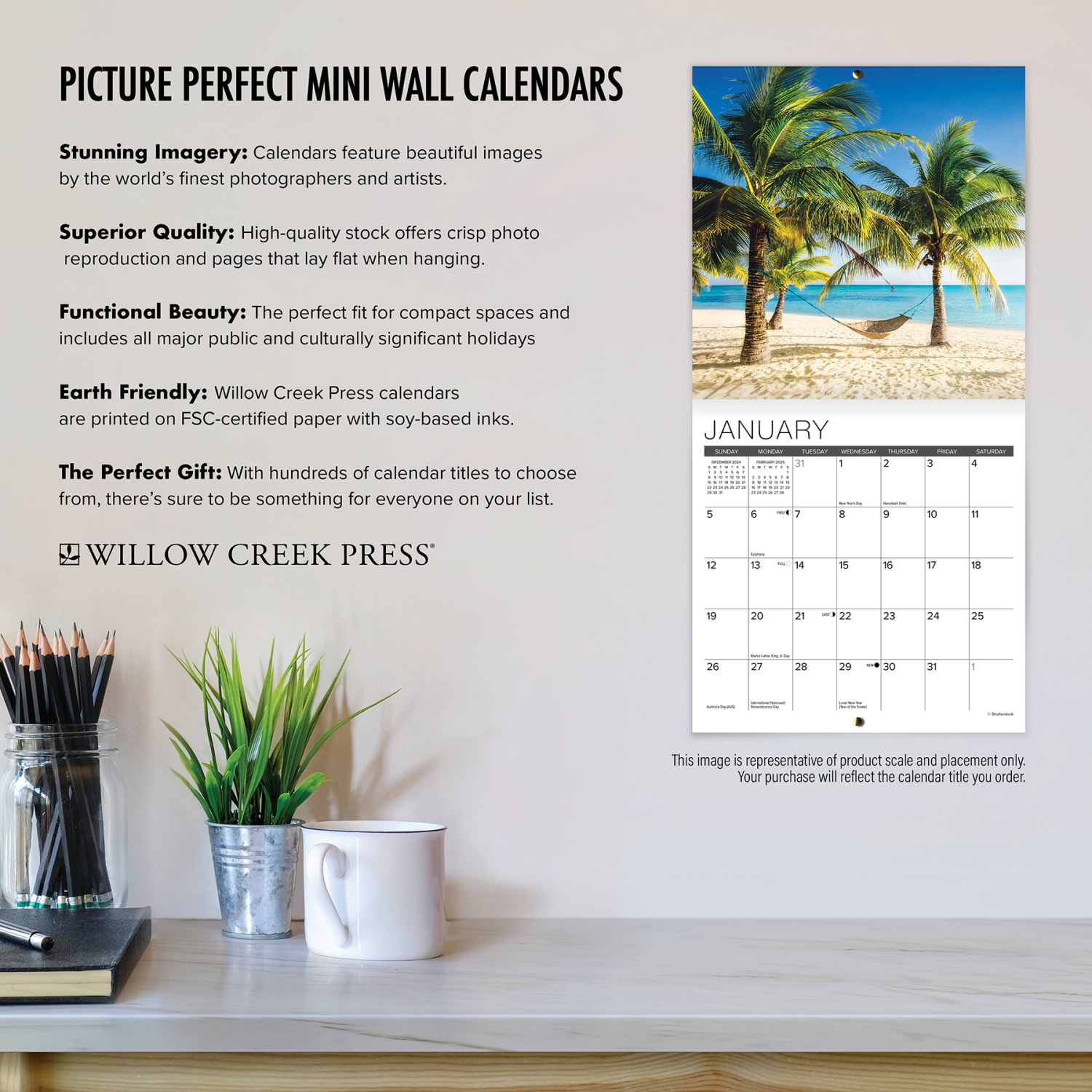 2025 Willow Creek Press Mini Wall Calendar, 7in x 7in, Sloth Yoga, January 2025 To December 2025, 45954 - Image 5