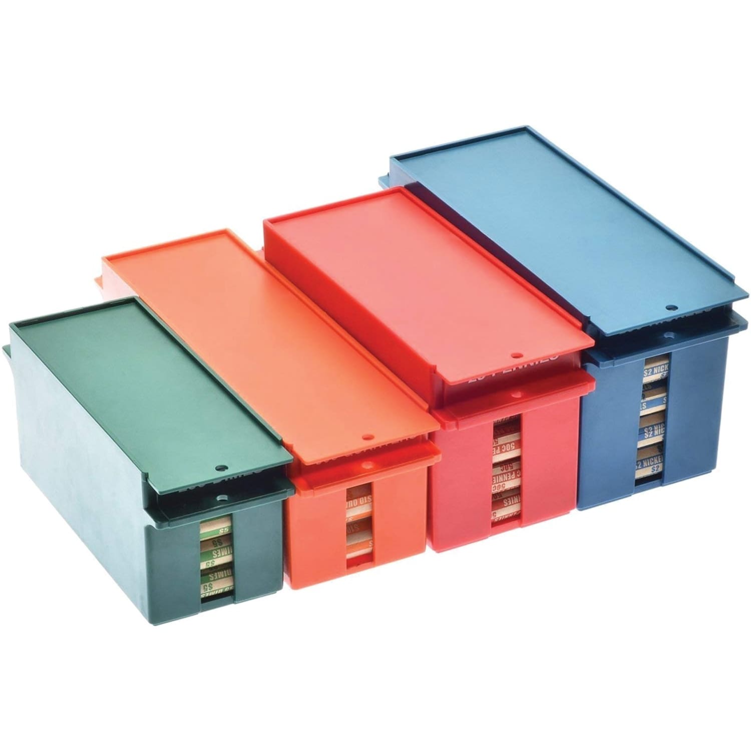 Nadex Coins Storage Case - External Dimensions: 14inx11.5inx 5in - Padlock Closure - Stackable - Orange, Green, Blue, Red - Retail -  - NCS81008 - Image 3