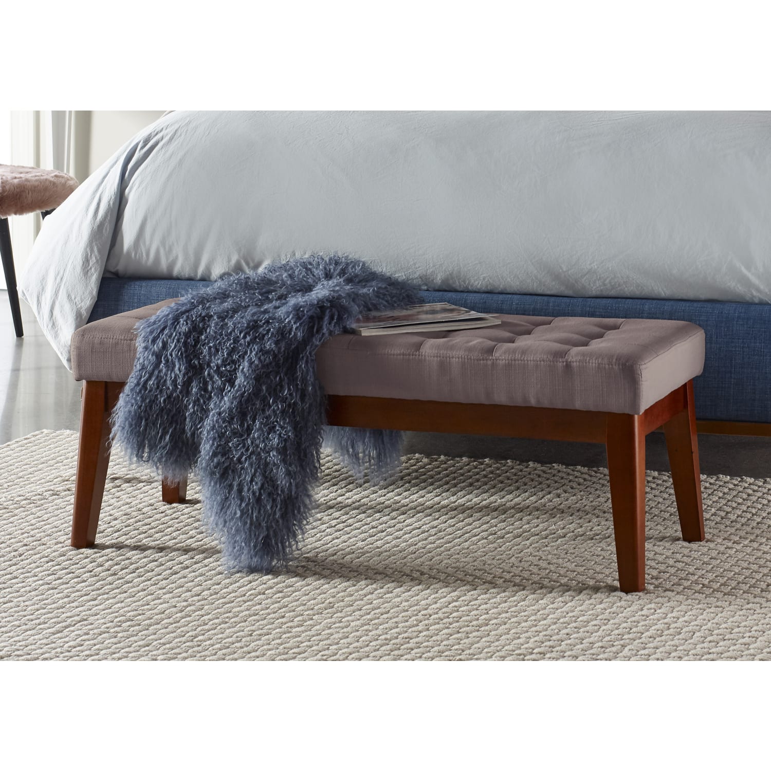 Elle Decor Claire Tufted Bench, Dusted Truffle/Brown - Image 3