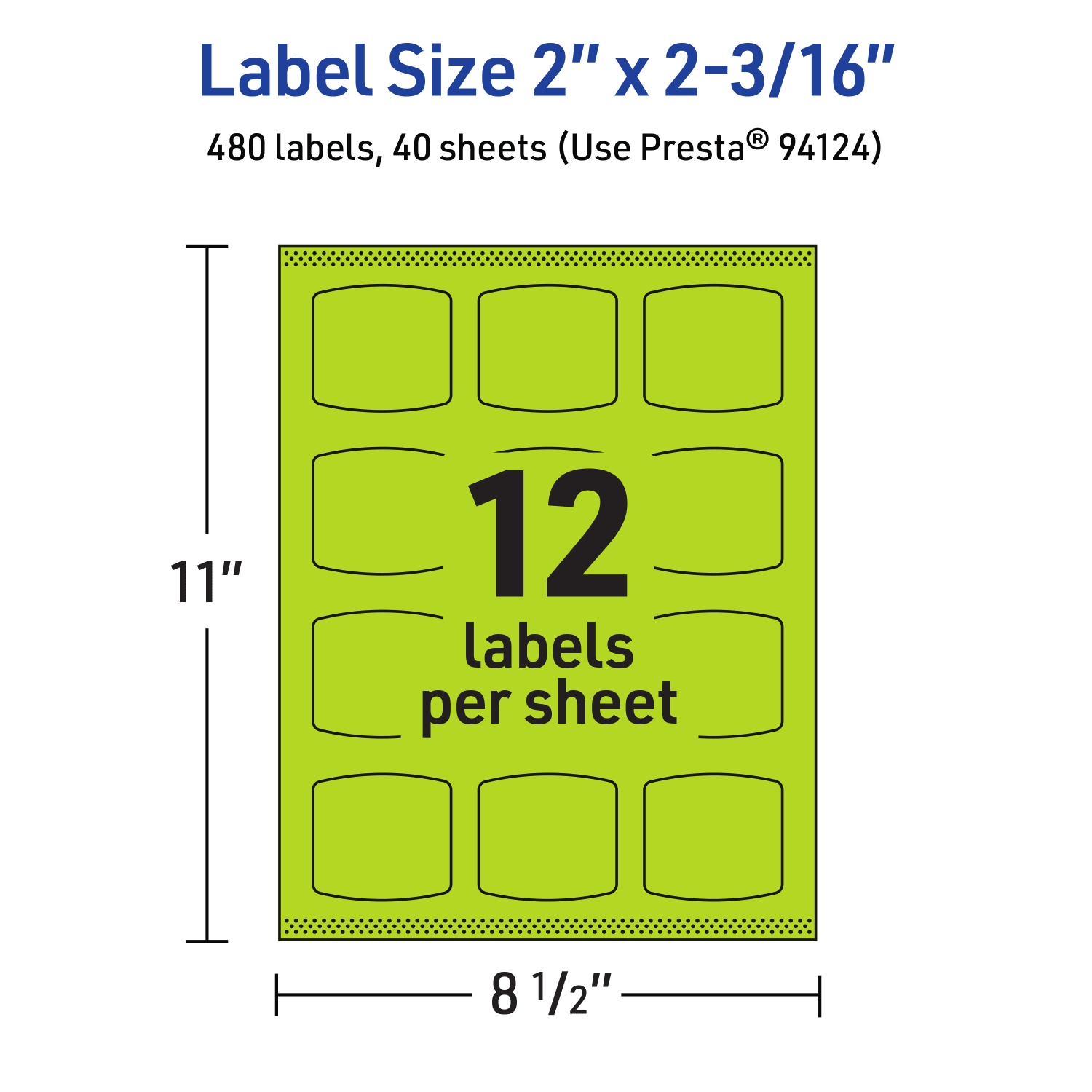 Avery Print-To-The-Edge Labels With Sure Feed Technology, 94124-BGP40, Arched Square, 2in x 2-3/16in, Matte Bright Green, Pack of 480 - Image 6